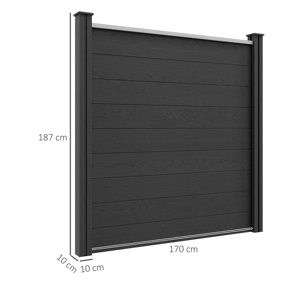 OUTSUNNY Clôture de jardin brise vue occultant modulable WPC bois composite alu gris