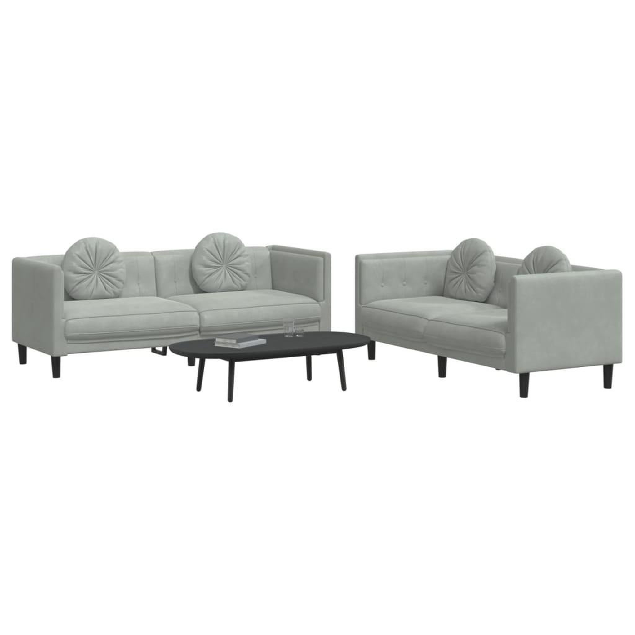 Voir la diapositive 3 : VIDAXL Ensemble de canapes 2 pcs avec coussins gris clair velours
