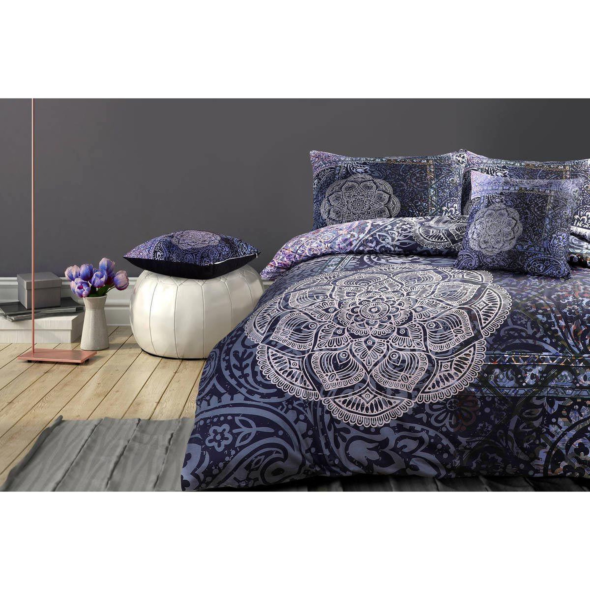 Voir la diapositive 5 : Paris Prix Coussin déco imprimé  medley  45x45cm bleu