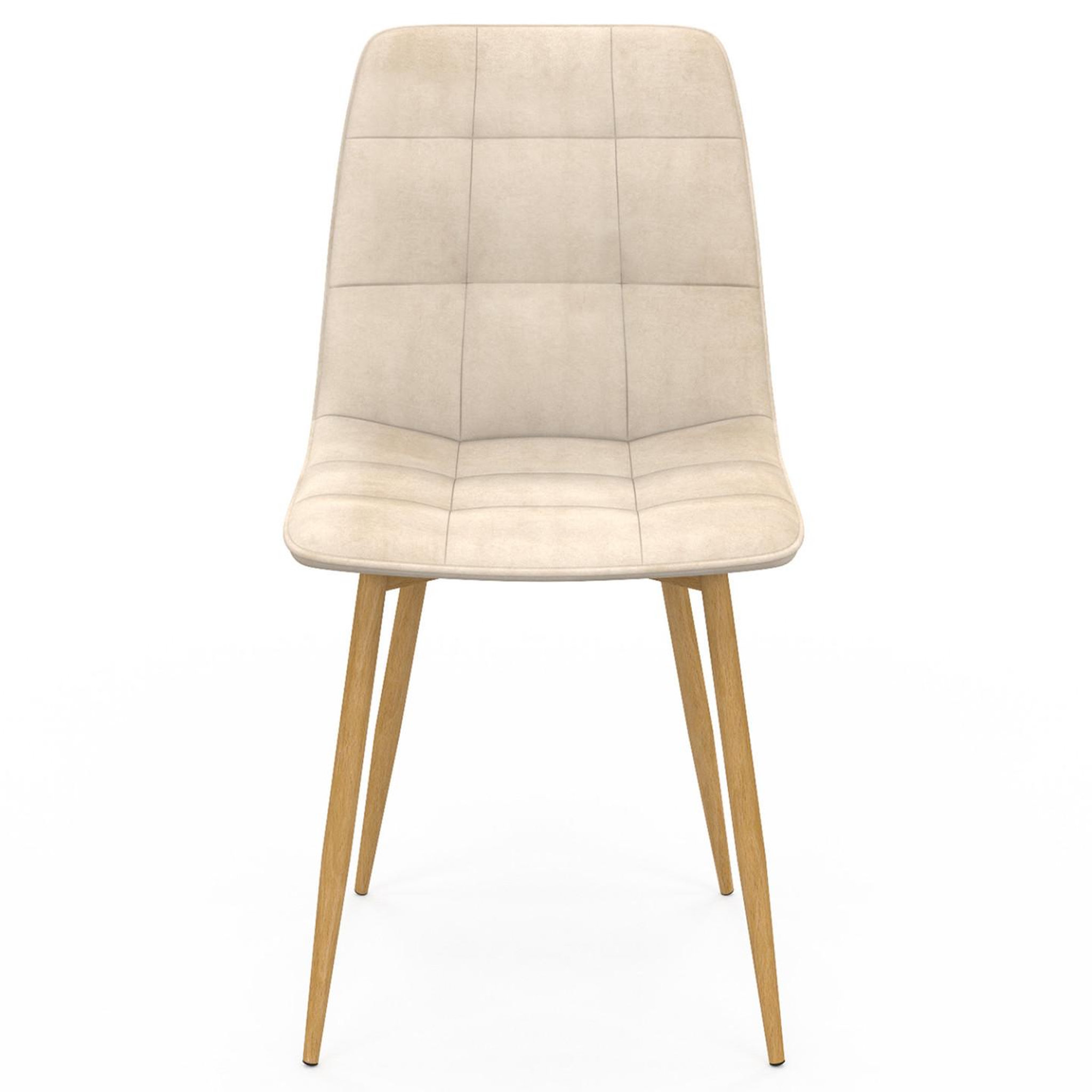 Voir la diapositive 3 : ID MARKET Lot de 6 chaises mila en velours beige et pieds effet bois pour salle à manger