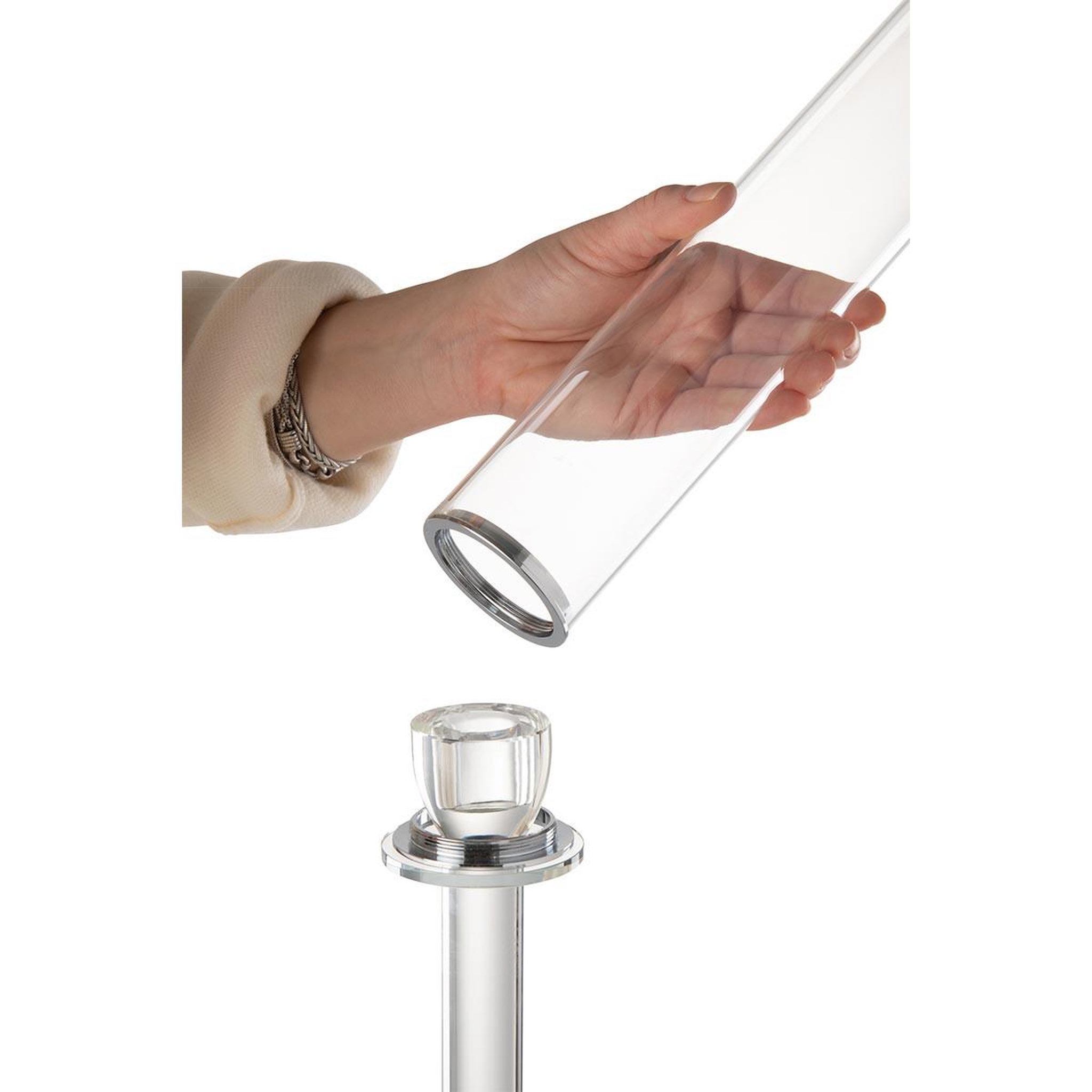 Voir la diapositive 3 : J-LINE Chandelier design en verre  moira  80cm transparent