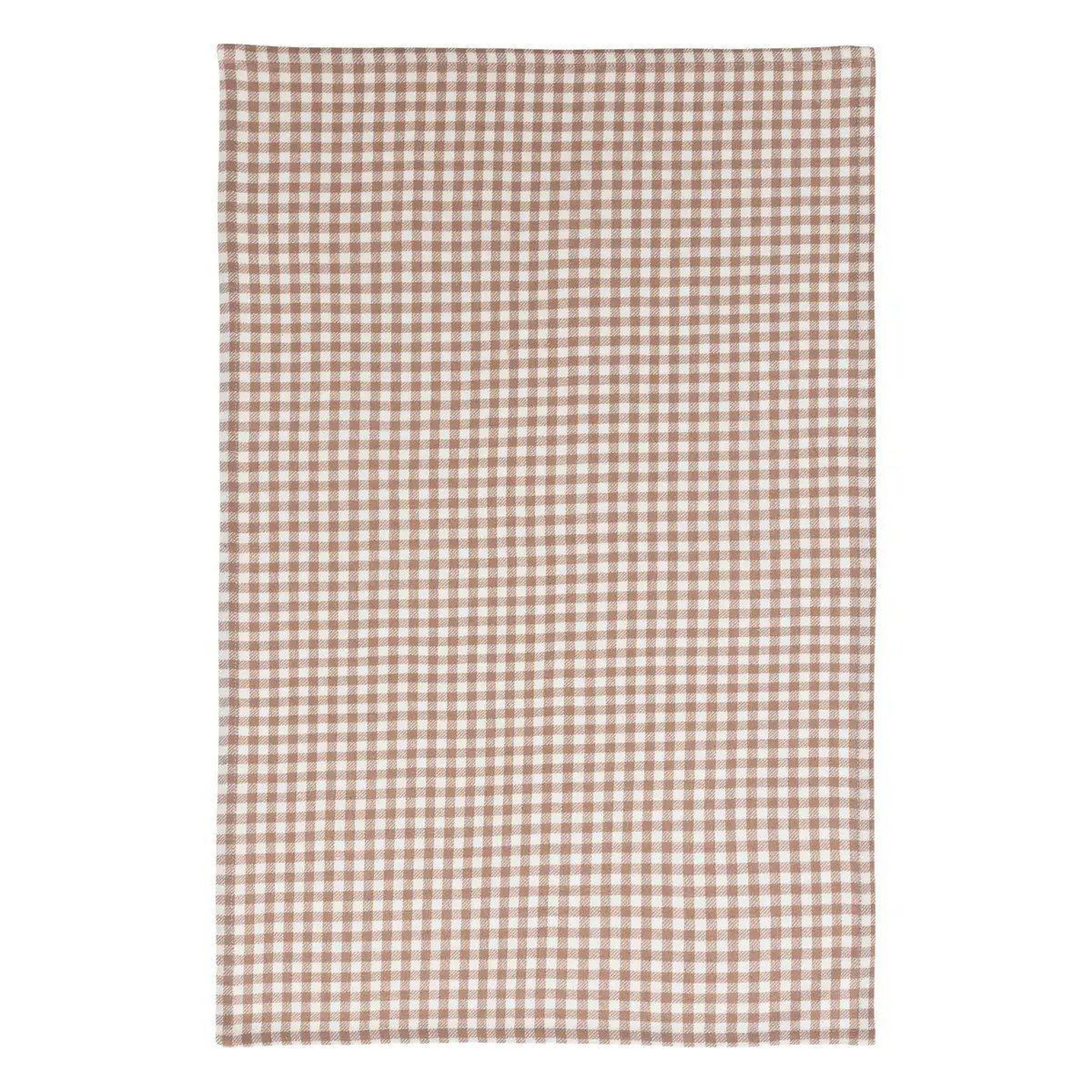 Voir la diapositive 4 : ATMOSPHERA Lot de 3 torchons vichy  floral  45x70cm marron & ivoire