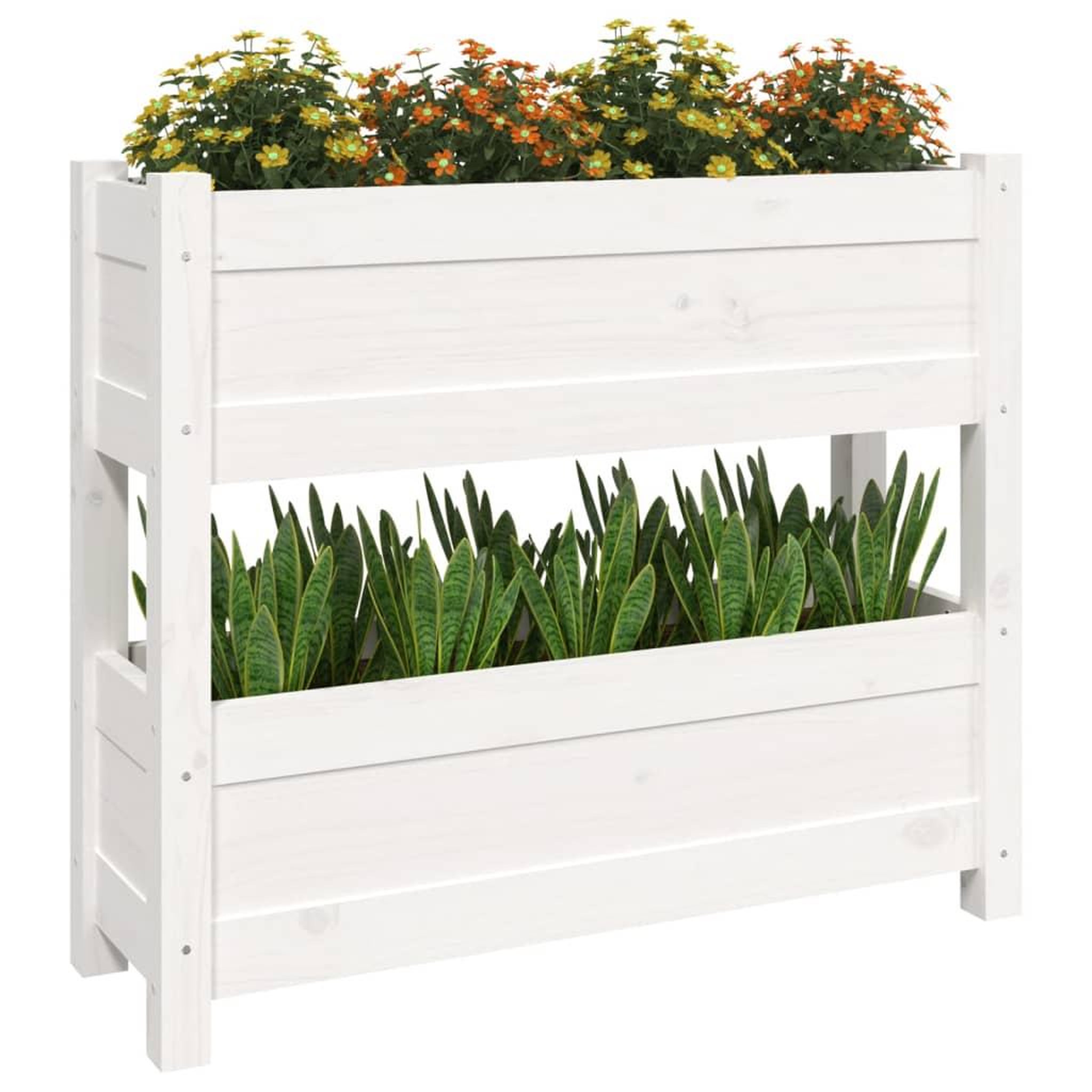 Voir la diapositive 4 : VIDAXL Jardiniere Blanc 77x25x66 cm Bois massif de pin