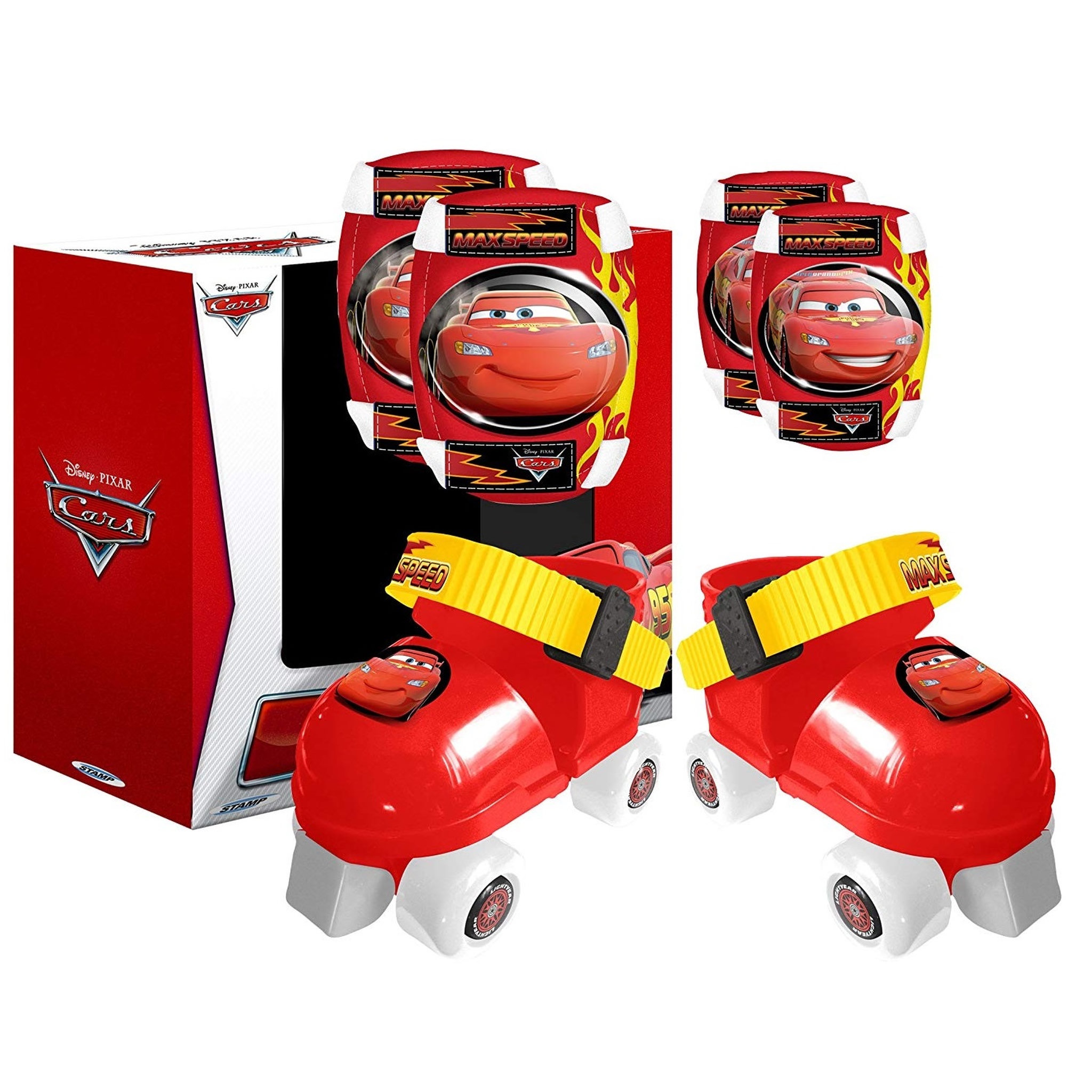 Voir la diapositive 2 : Patins + set de protection T 23 à 27- Cars 