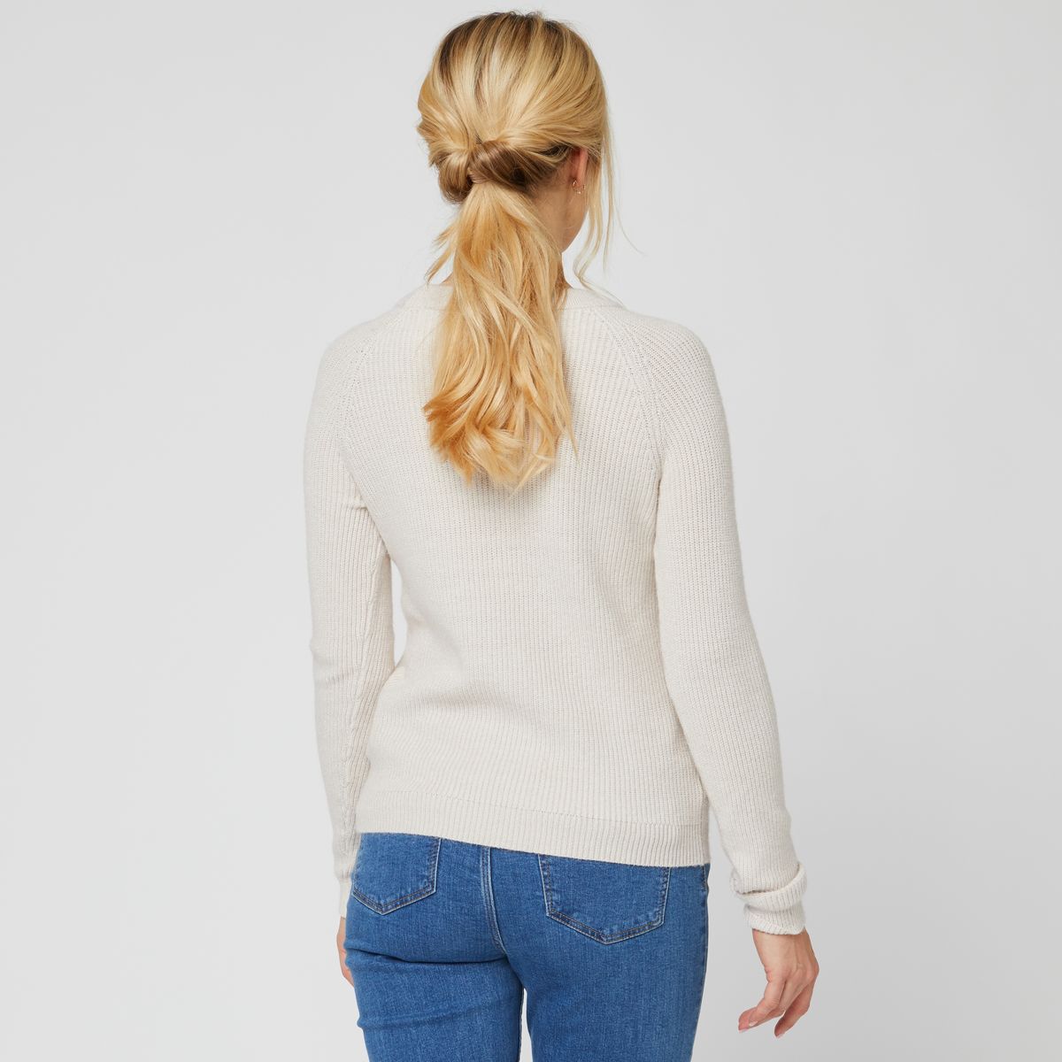 INEXTENSO Pull col rond beige femme