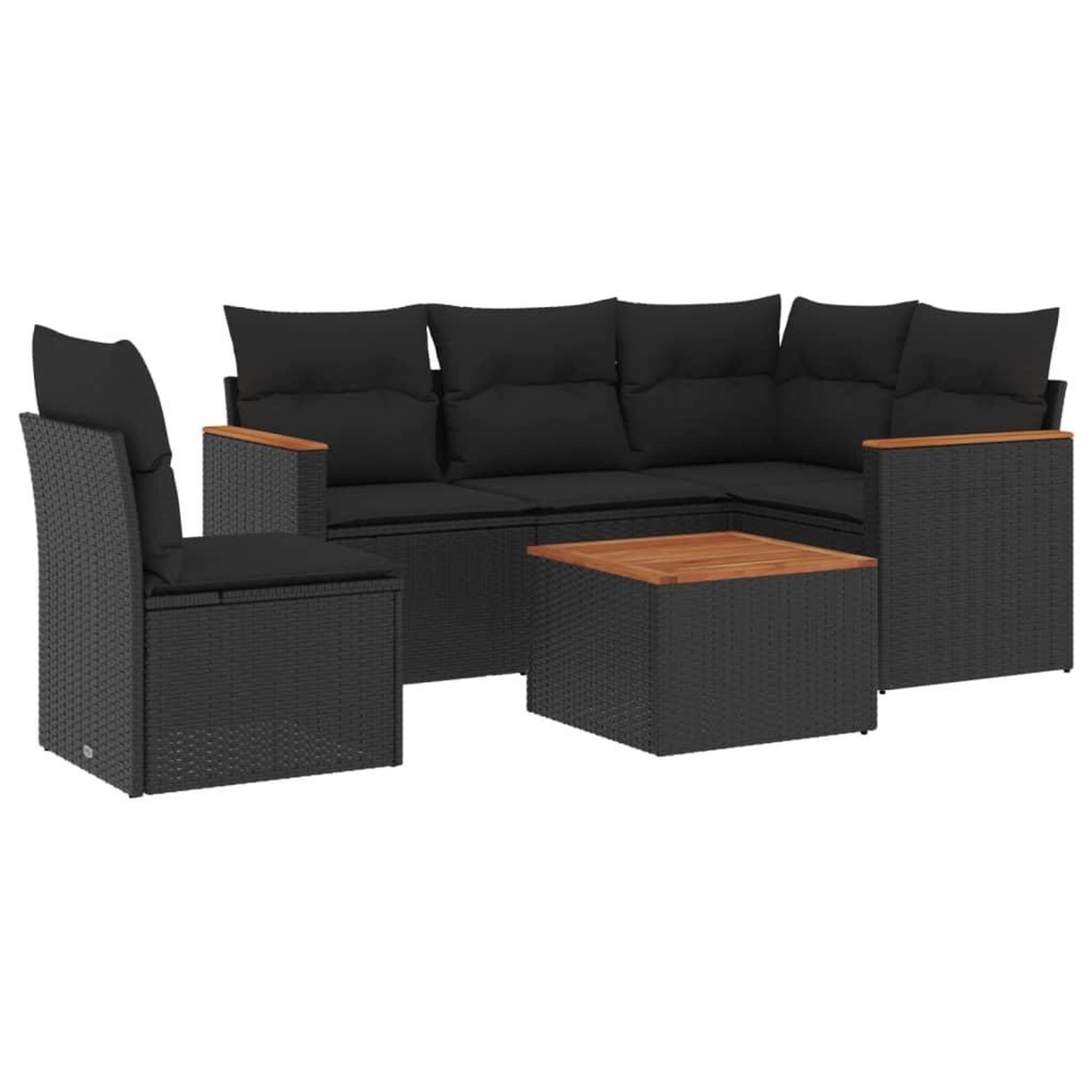 Voir la diapositive 2 : VIDAXL Salon de jardin 6 pcs avec coussins noir resine tressee