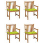 Voir la diapositive 1 : VIDAXL Chaises de jardin lot de 4 avec coussins vert vif Bois de teck
