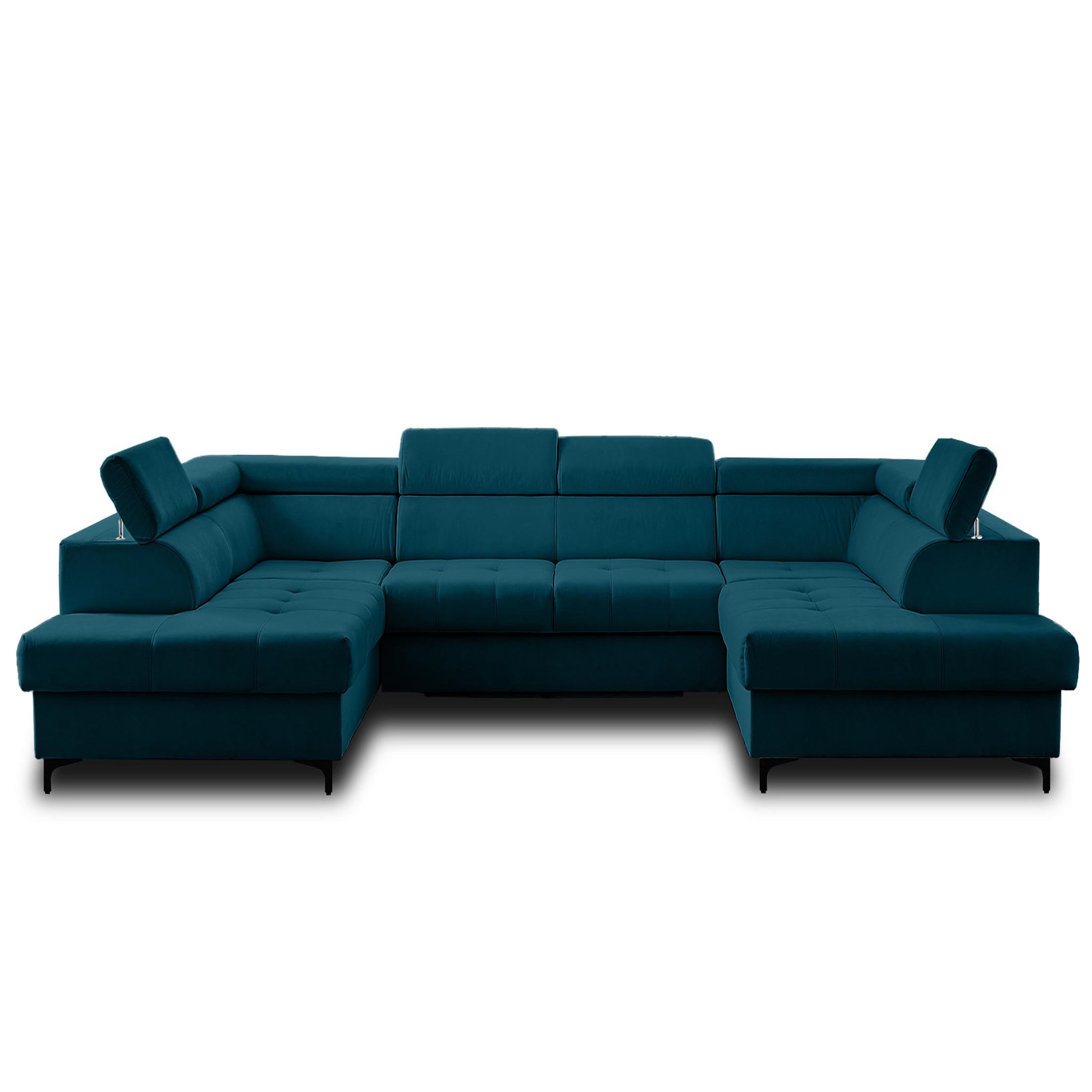 Voir la diapositive 1 : LISA DESIGN Merida - canapé panoramique en u - 7 places - convertible avec coffres et têtières réglables - en velours