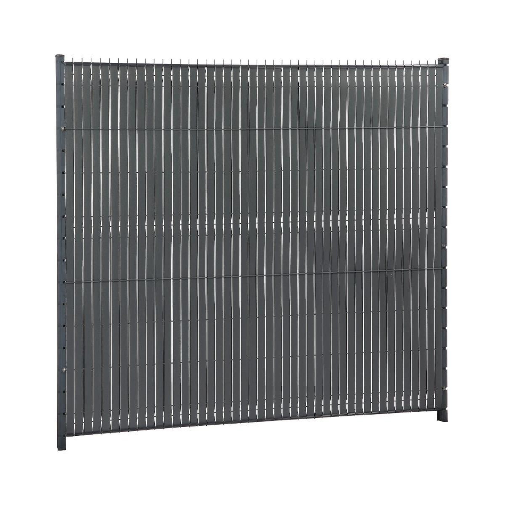 Jardiline Lanière occultante ecovizio à tresser 48 mm ardoise - 100% recyclée pour panneau grillagé soudé + 100 clips - jardiline