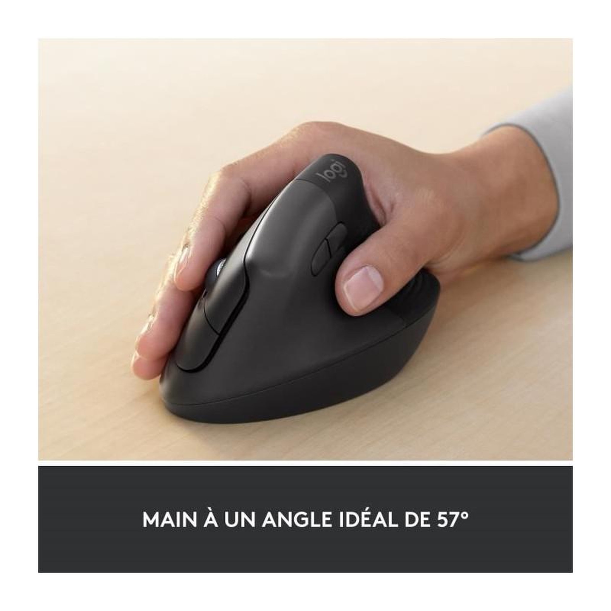 Voir la diapositive 4 : Logitech Souris Sans Fil - LOGITECH - LIFT for Business - Ergonomique Verticale - Bluetooth - Clics Silencieux - USB Logi Bolt - Graphite