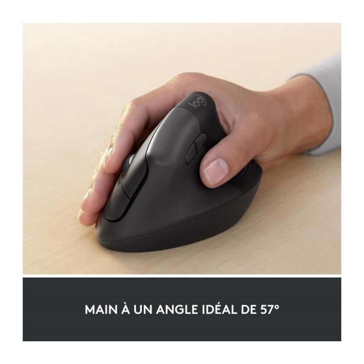 Logitech Souris Sans Fil - LOGITECH - LIFT for Business - Ergonomique Verticale - Bluetooth - Clics Silencieux - USB Logi Bolt - Graphite