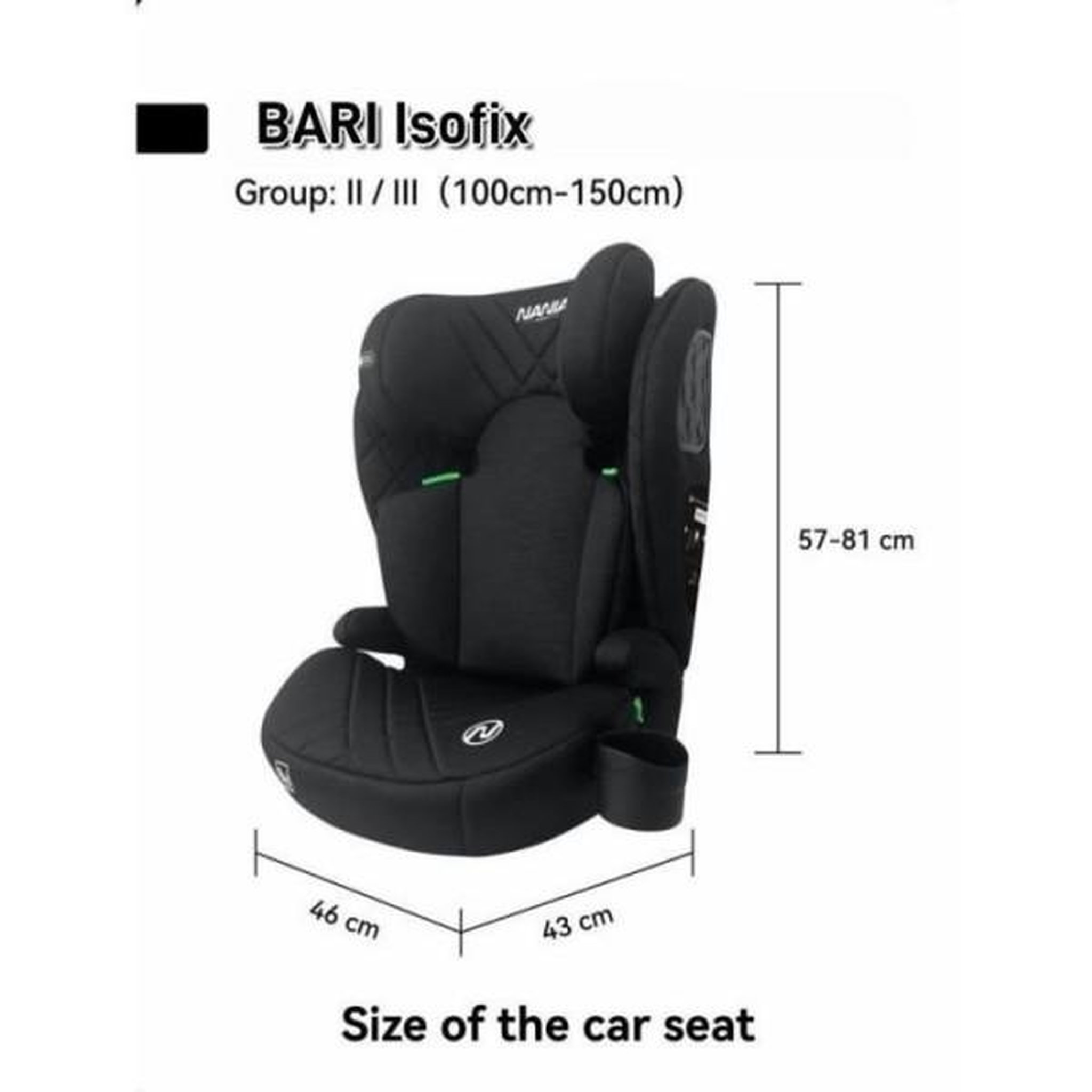 Voir la diapositive 6 : NANIA Siege Auto  isofix - NANIA - BARI - Groupe 2/3 - I-size - Noir