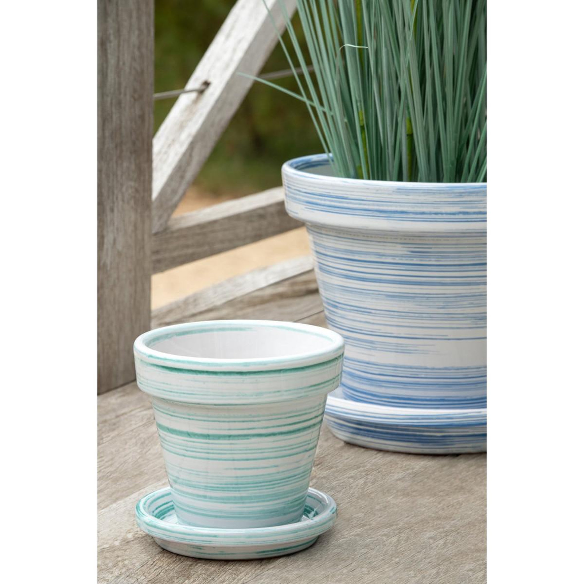 Voir la diapositive 5 : J-LINE Cache-pot avec soucoupe  julio  35cm bleu