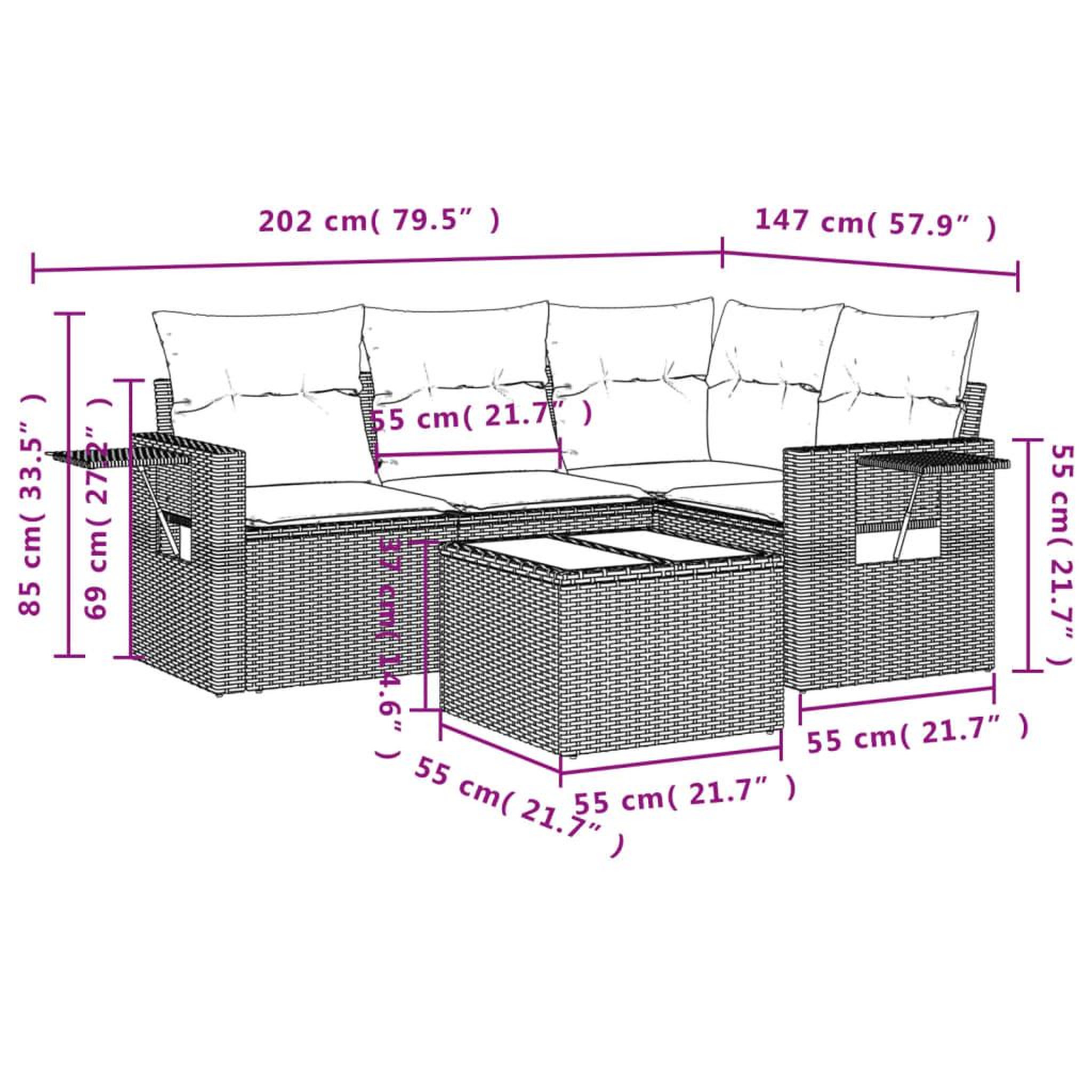 Voir la diapositive 6 : VIDAXL Salon de jardin 5 pcs avec coussins noir resine tressee