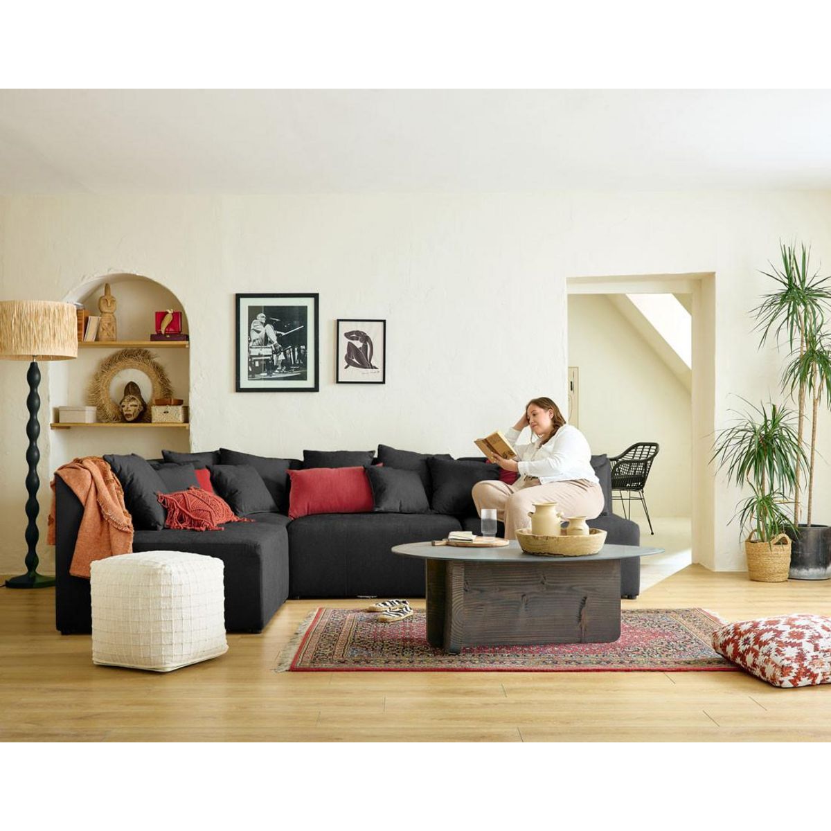 LISA DESIGN Amalfi - canapé modulable d'angle réversible - 4 places - en tissu