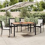 VIDAXL Table de jardin plateau en bois Noir Resine tressee bois massif