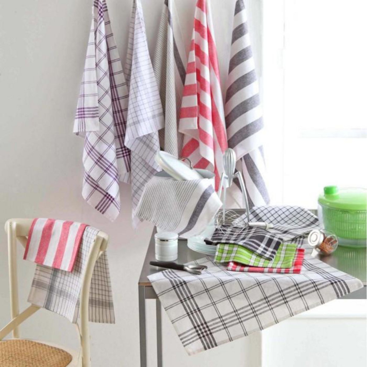 Paris Prix Lot de 2 Torchons de Cuisine  Mineo  70cm Anthracite