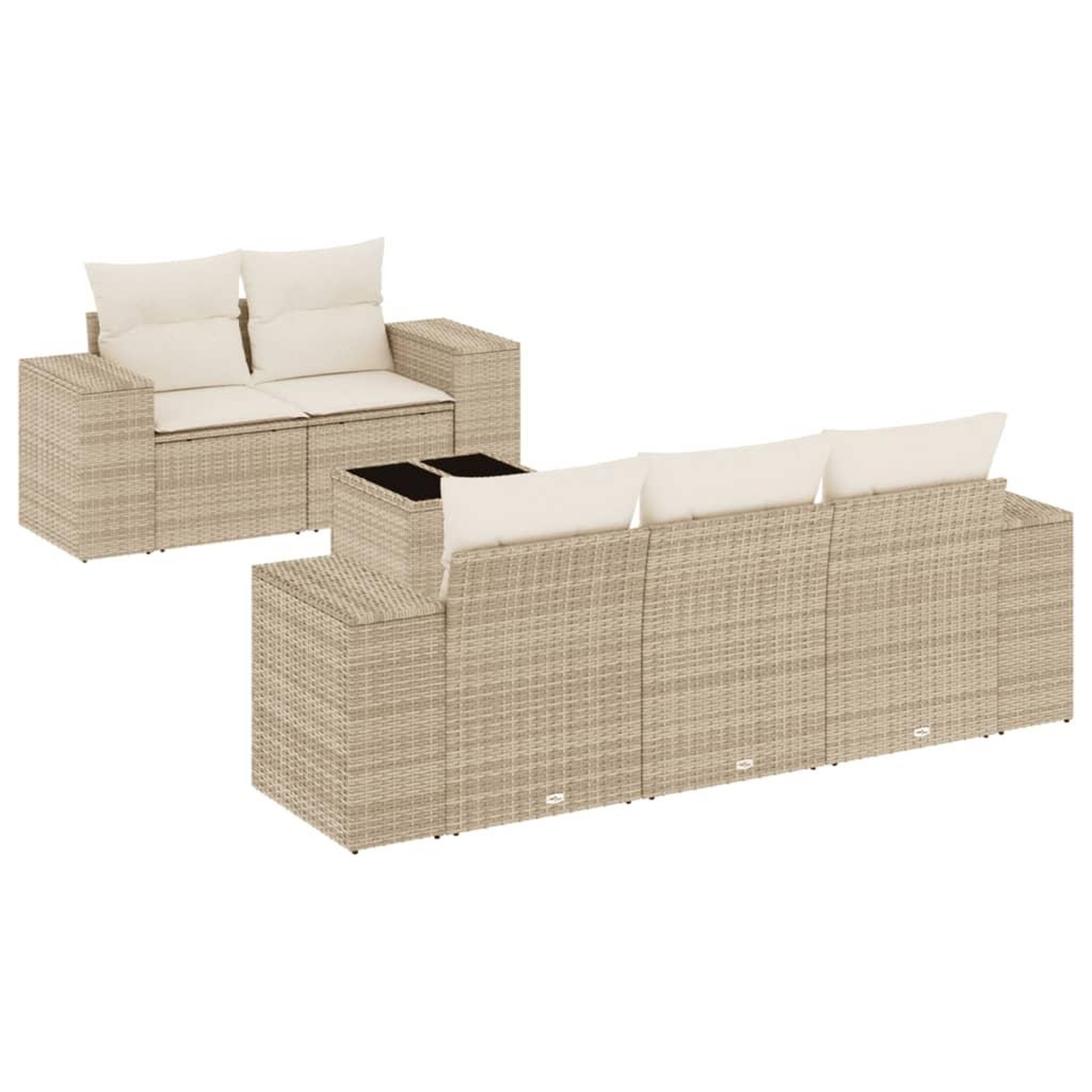 Voir la diapositive 2 : VIDAXL Salon de jardin avec coussins 6 pcs beige resine tressee