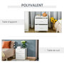 Voir la diapositive 5 : HOMCOM Chevet table de nuit style contemporain 2 tiroirs poignées alu blanc