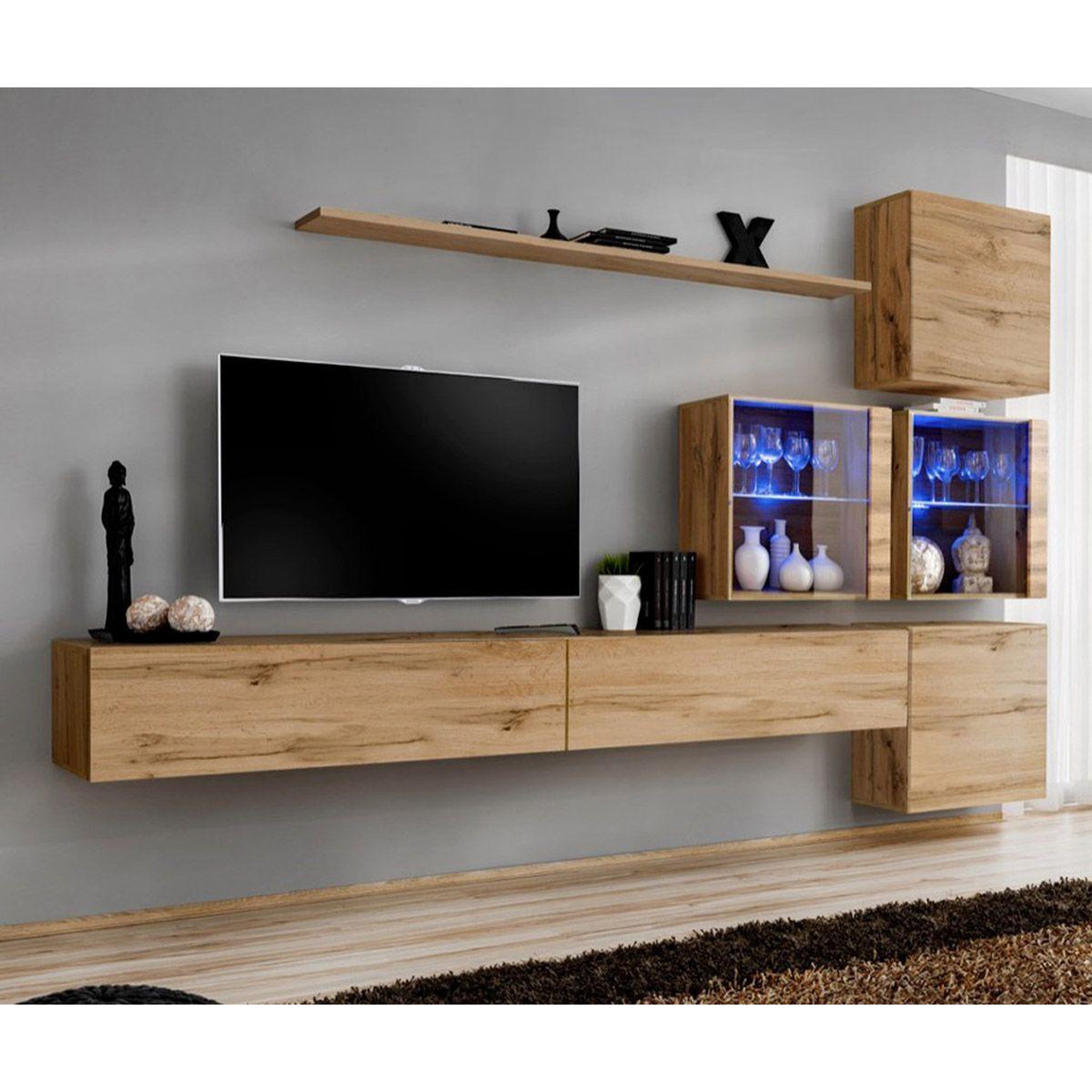Paris Prix Meuble tv mural design  switch xix  310cm naturel