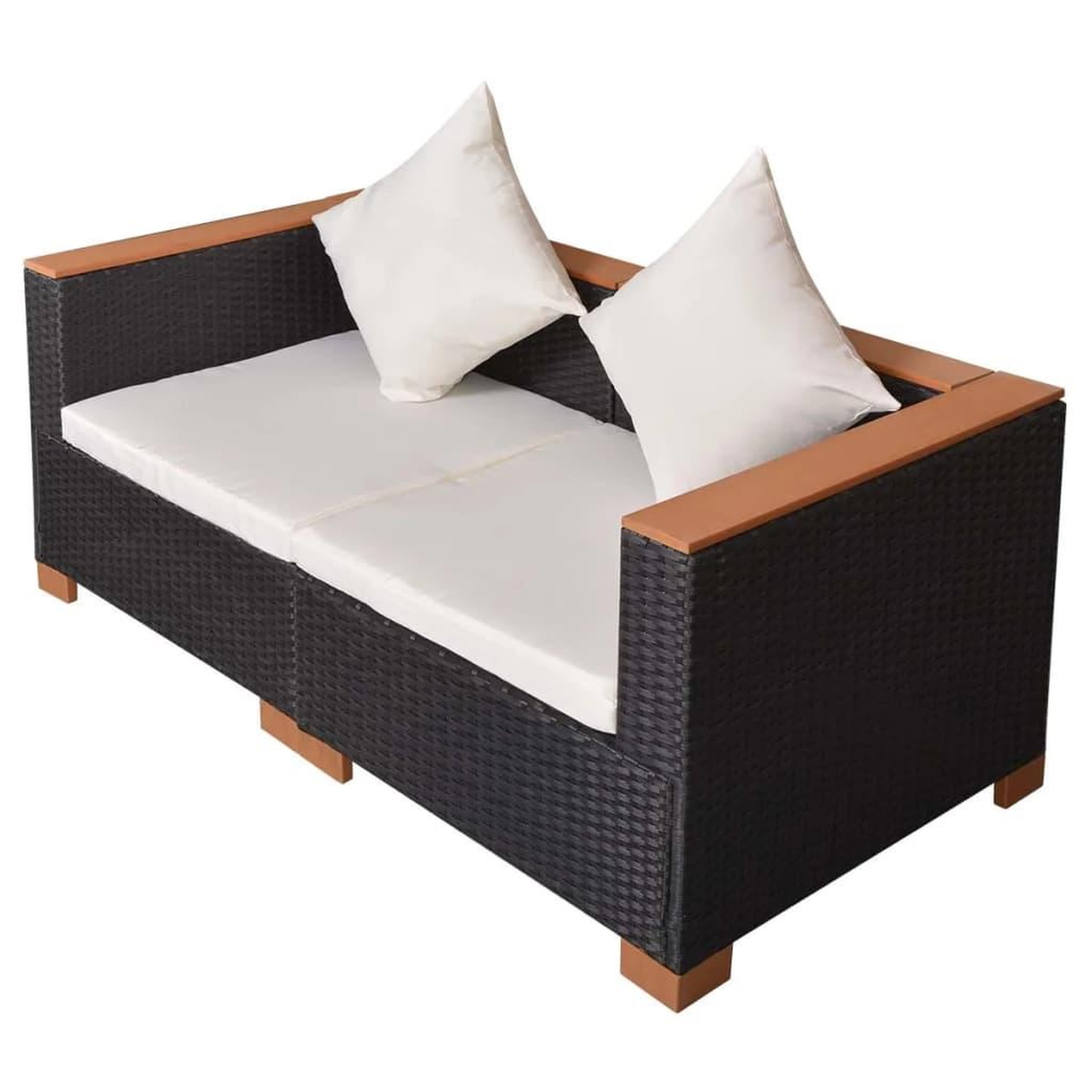 Voir la diapositive 4 : VIDAXL Canape de jardin Resine tressee Noir
