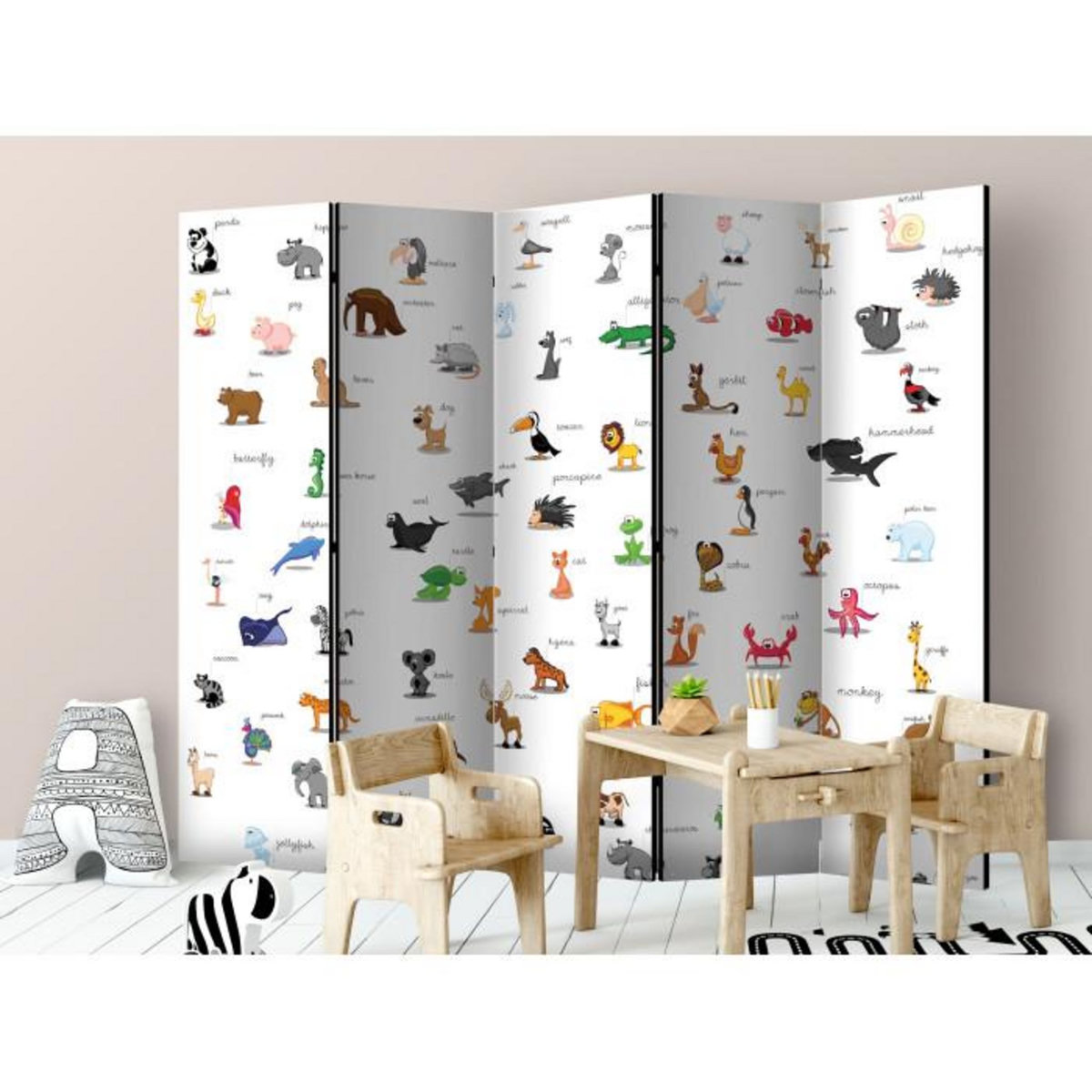 Paris Prix Paravent 5 Volets  Animals for Children  172x225cm