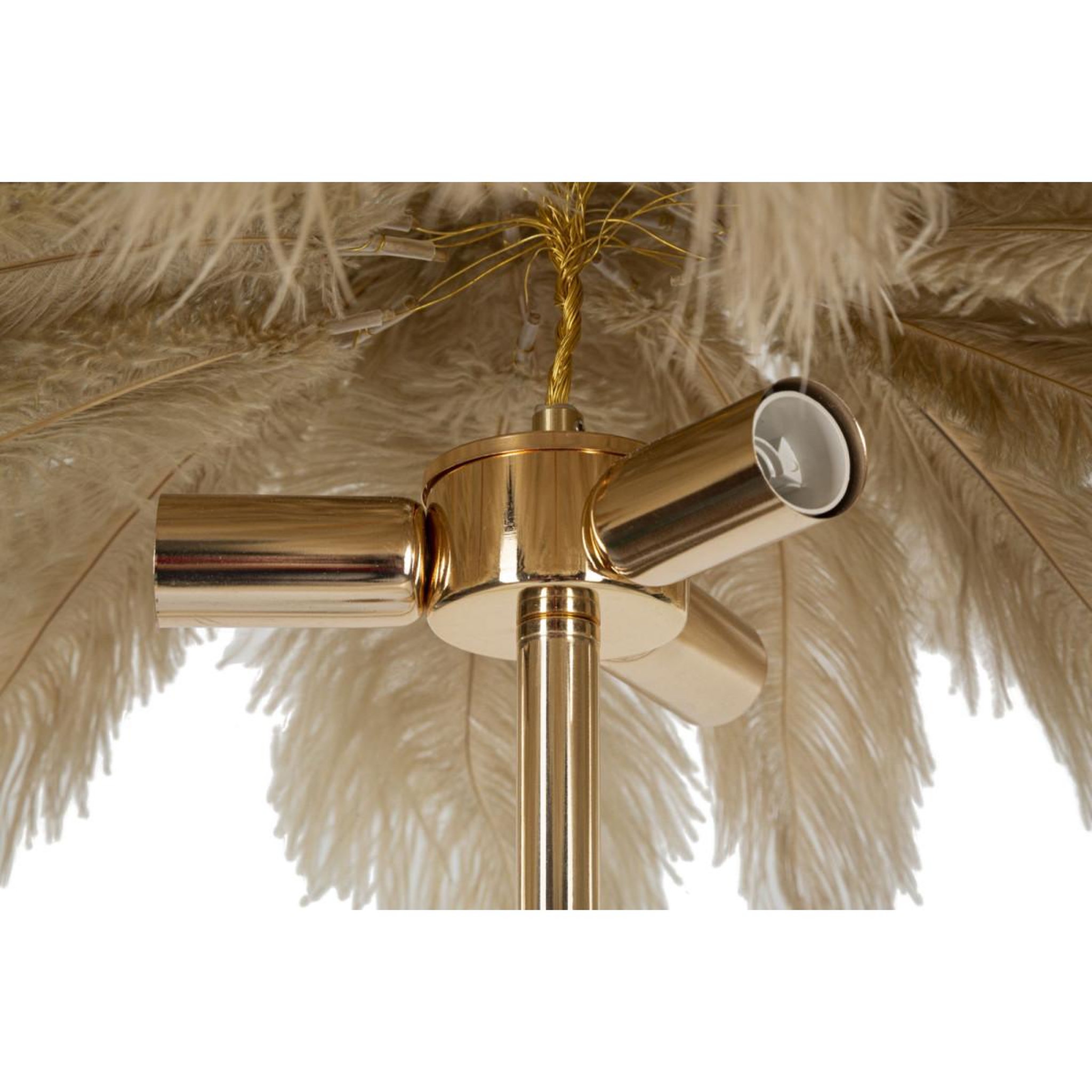 Voir la diapositive 4 : Paris Prix Lampadaire Imitation Plume  Palm  160cm Or & Camel