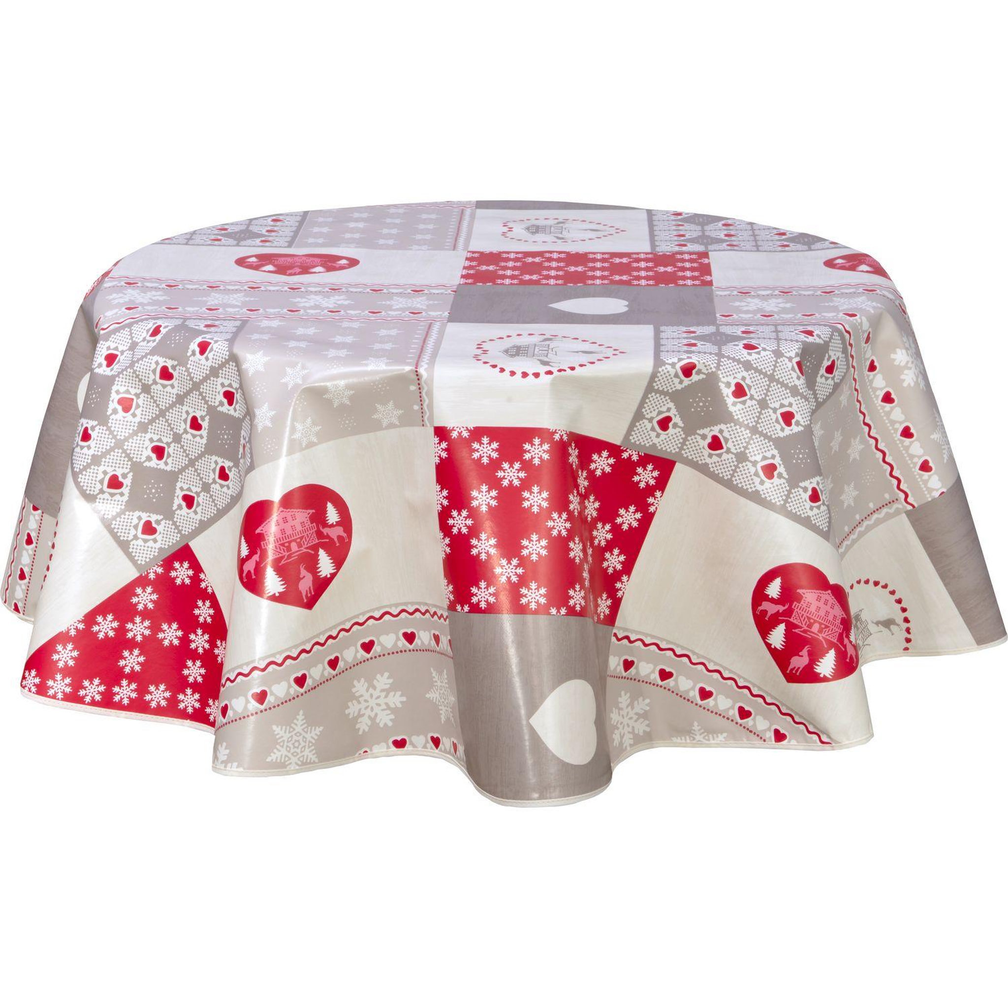 HABITABLE Nappe ronde en toile cirée  campagne Chalets - Diam. 135 cm - Rouge
