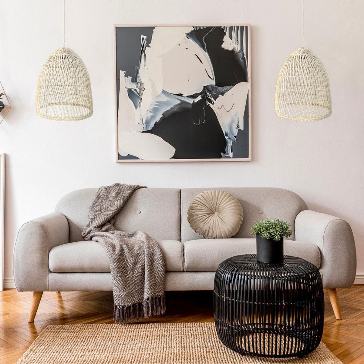 Lumisky Abat jour intérieur/extérieur PAULO Beige Rotin d40cm