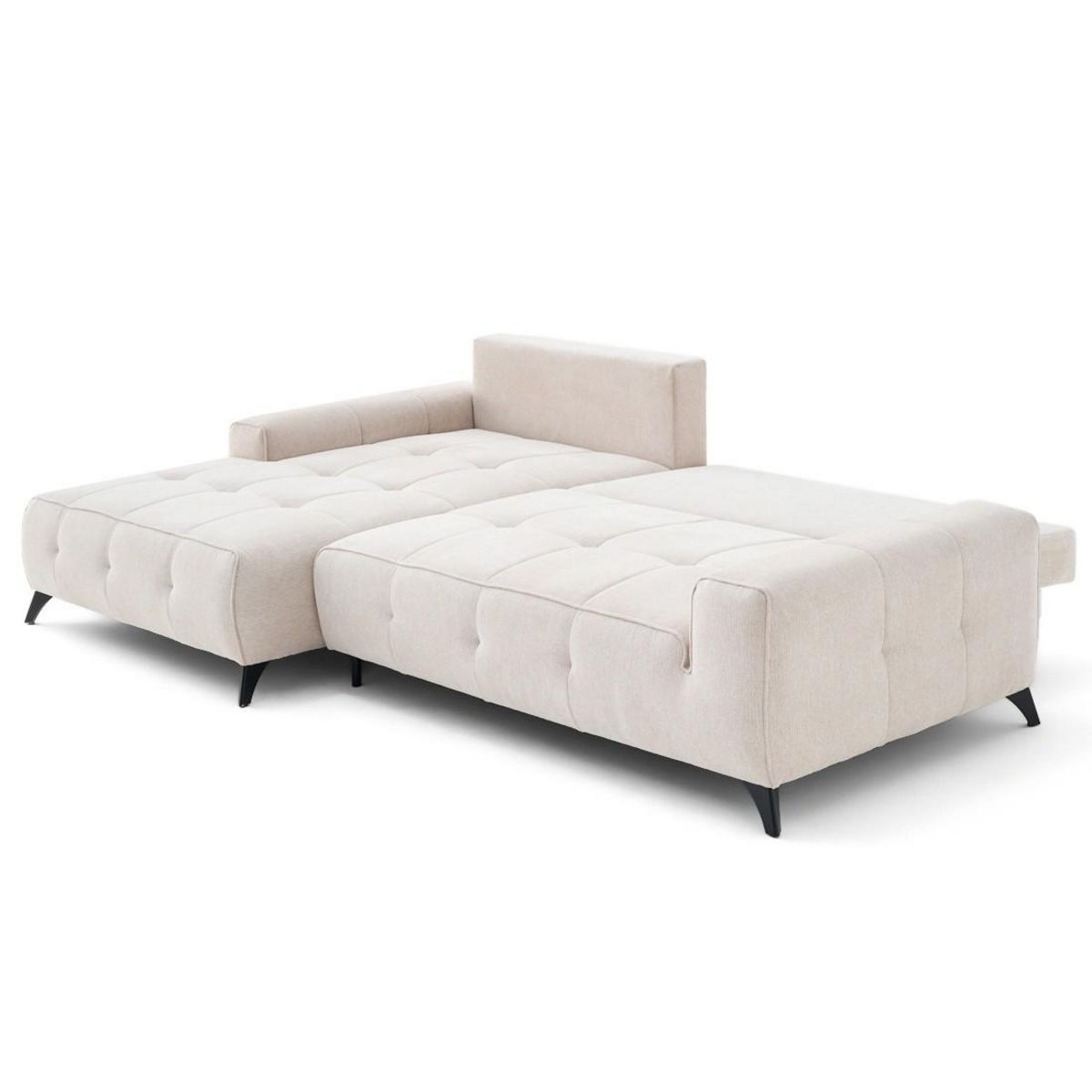 BEST MOBILIER Rimini - canapé d'angle gauche 4 places convertible avec coffre en tissu texturé