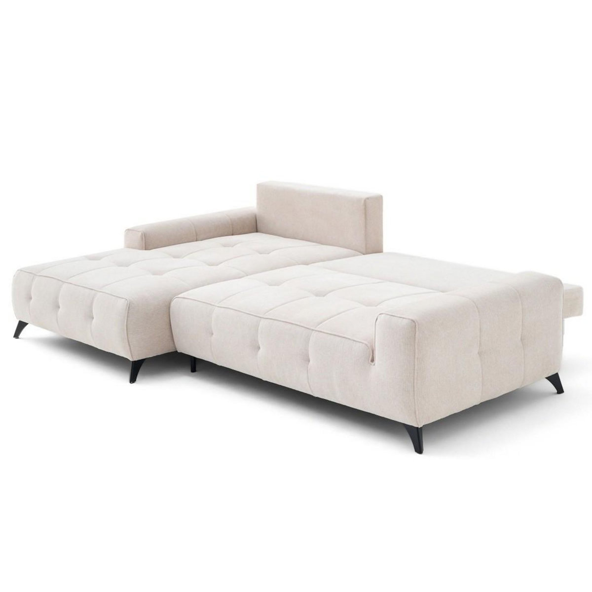 BEST MOBILIER Rimini - canapé d'angle gauche 4 places convertible avec coffre en tissu texturé