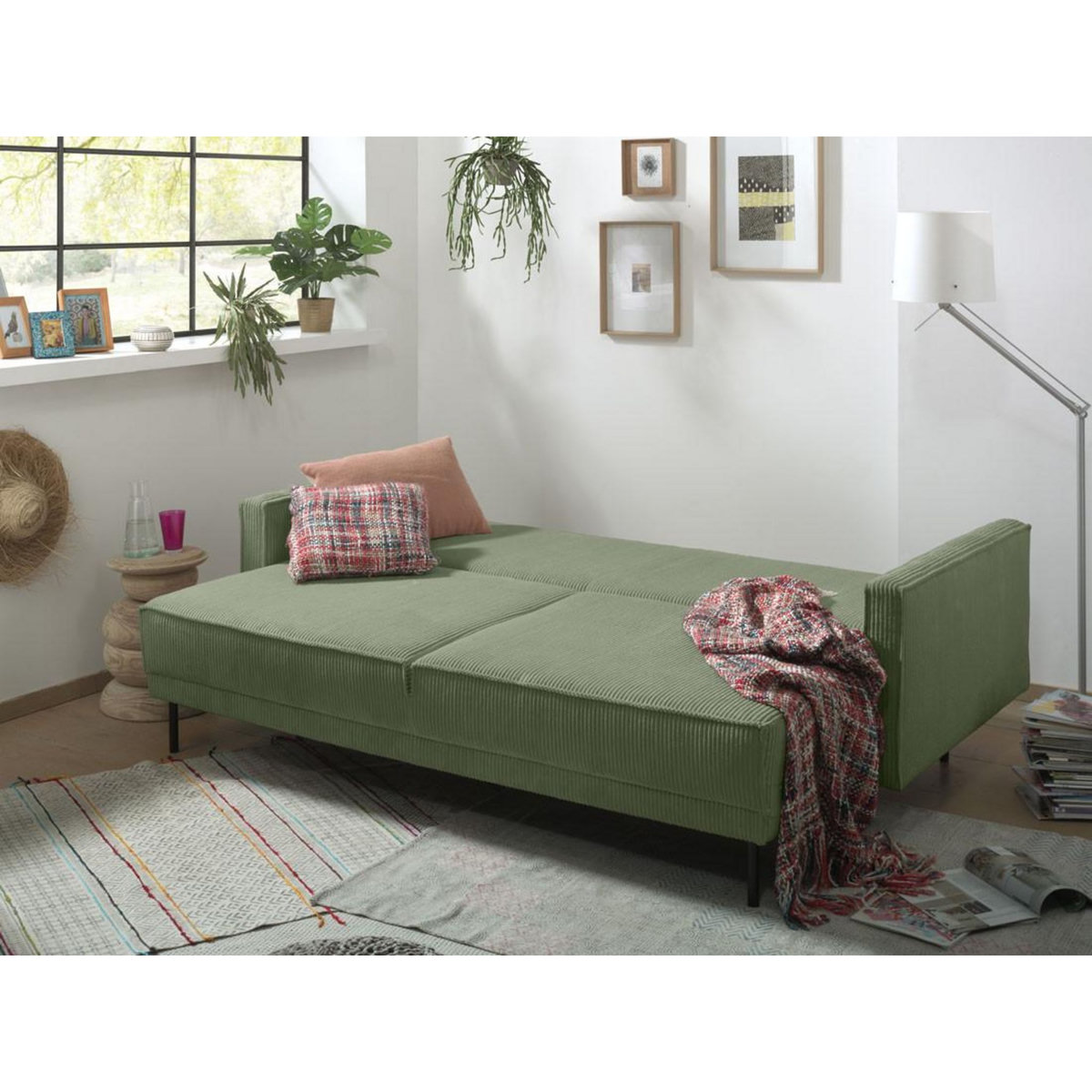 LISA DESIGN Charlie - canapé 3 places convertible avec coffre - en velours côtelé