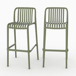 MAISON PAVANE Lot de 2 chaises de bar de jardin 76 cm en plastique vert kaki-Duli