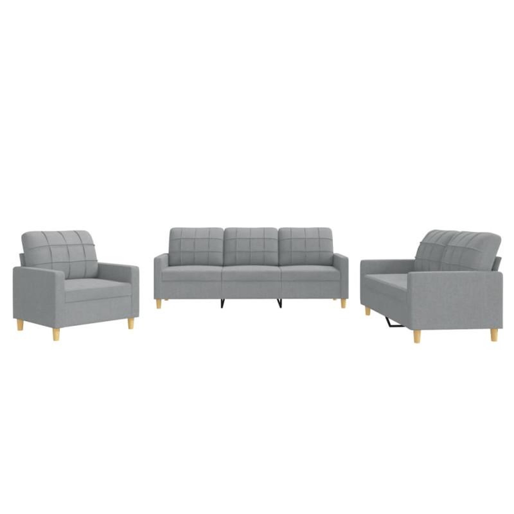 Voir la diapositive 2 : VIDAXL Ensemble de canapés 3 pcs avec coussins Gris clair Tissu