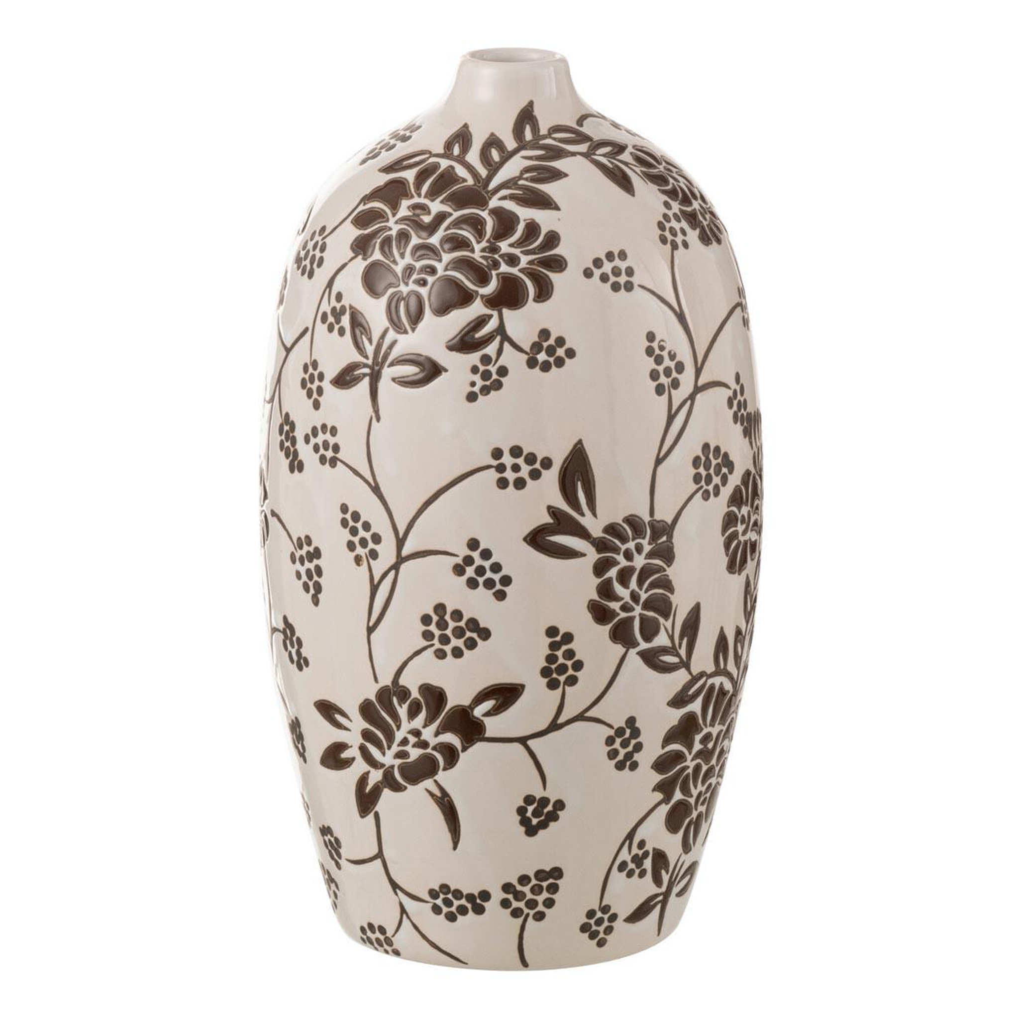J-LINE Vase déco en porcelaine  zen  24cm noir & blanc
