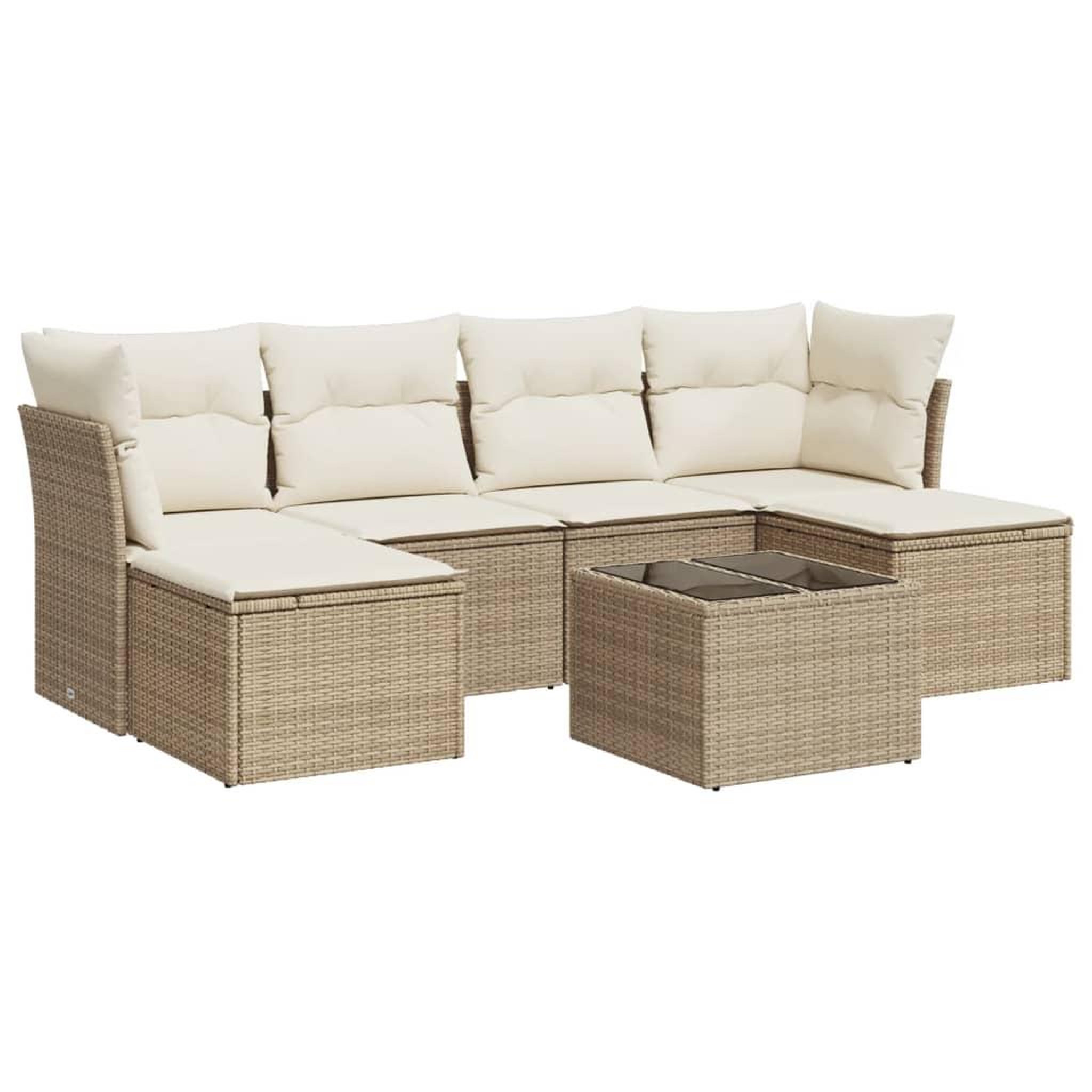 Voir la diapositive 2 : VIDAXL Salon de jardin avec coussins 7 pcs beige resine tressee
