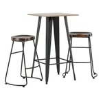 Paris Prix Ensemble Table de Bar & 2 Tabourets  Tempe & Ozark  105cm Noyer & Noir