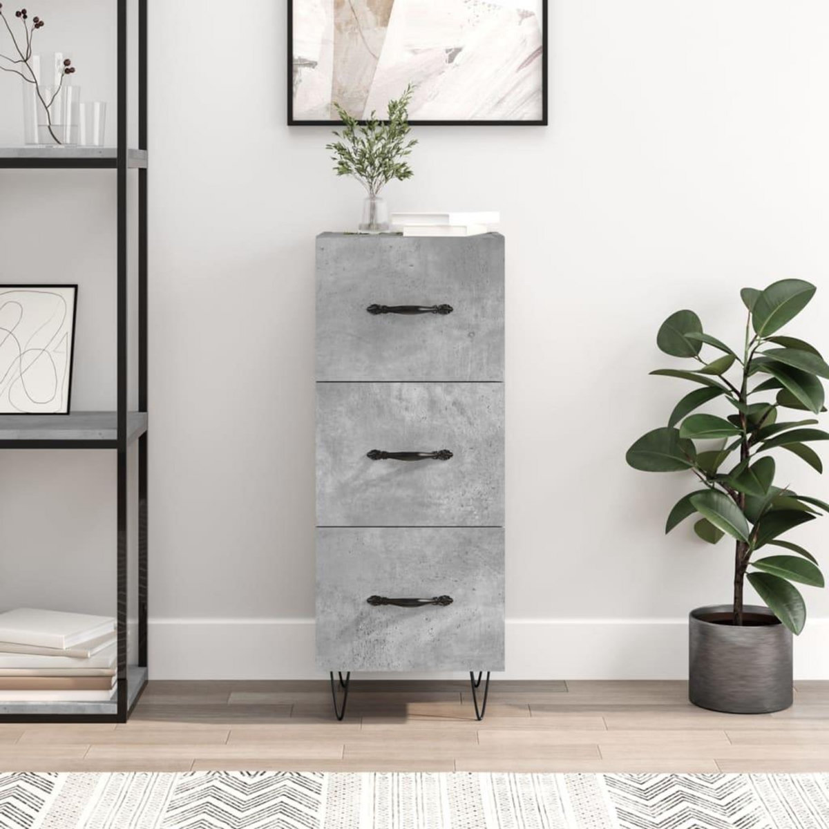 VIDAXL Buffet Gris beton 34,5x34x90 cm Bois d'ingenierie