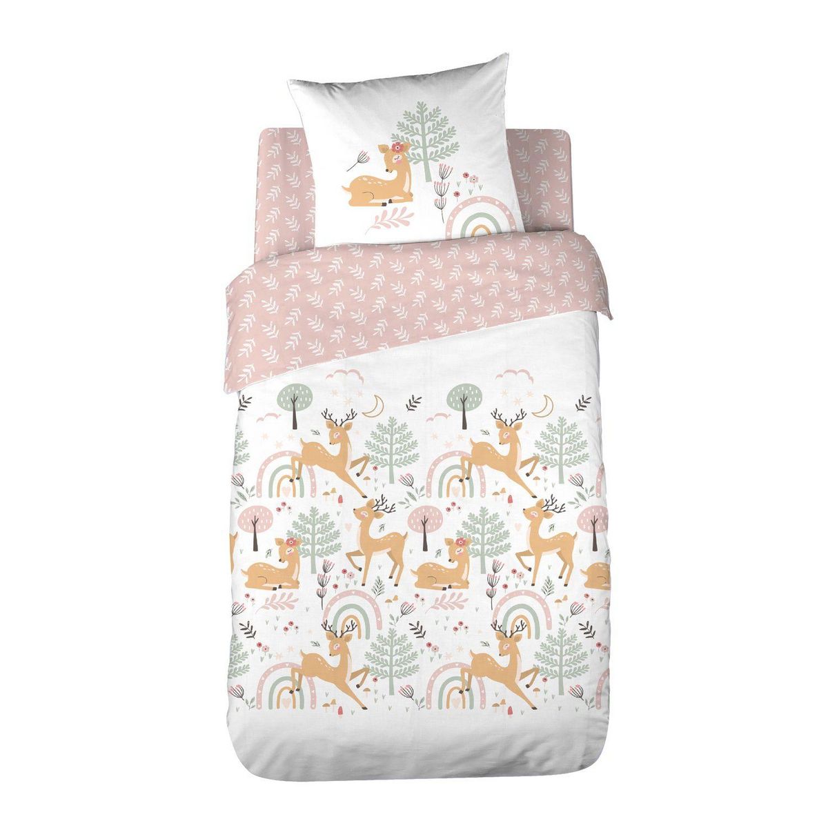 COTE DECO Parure de lit enfant Biche - 100% microfibre 72g/m² - 140 x 200 cm