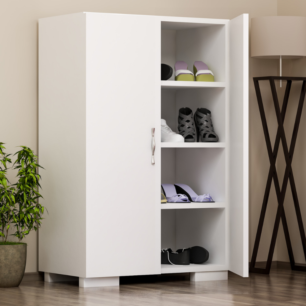 CONCEPT USINE Meuble à chaussures - 4 rangements - blanc TIA