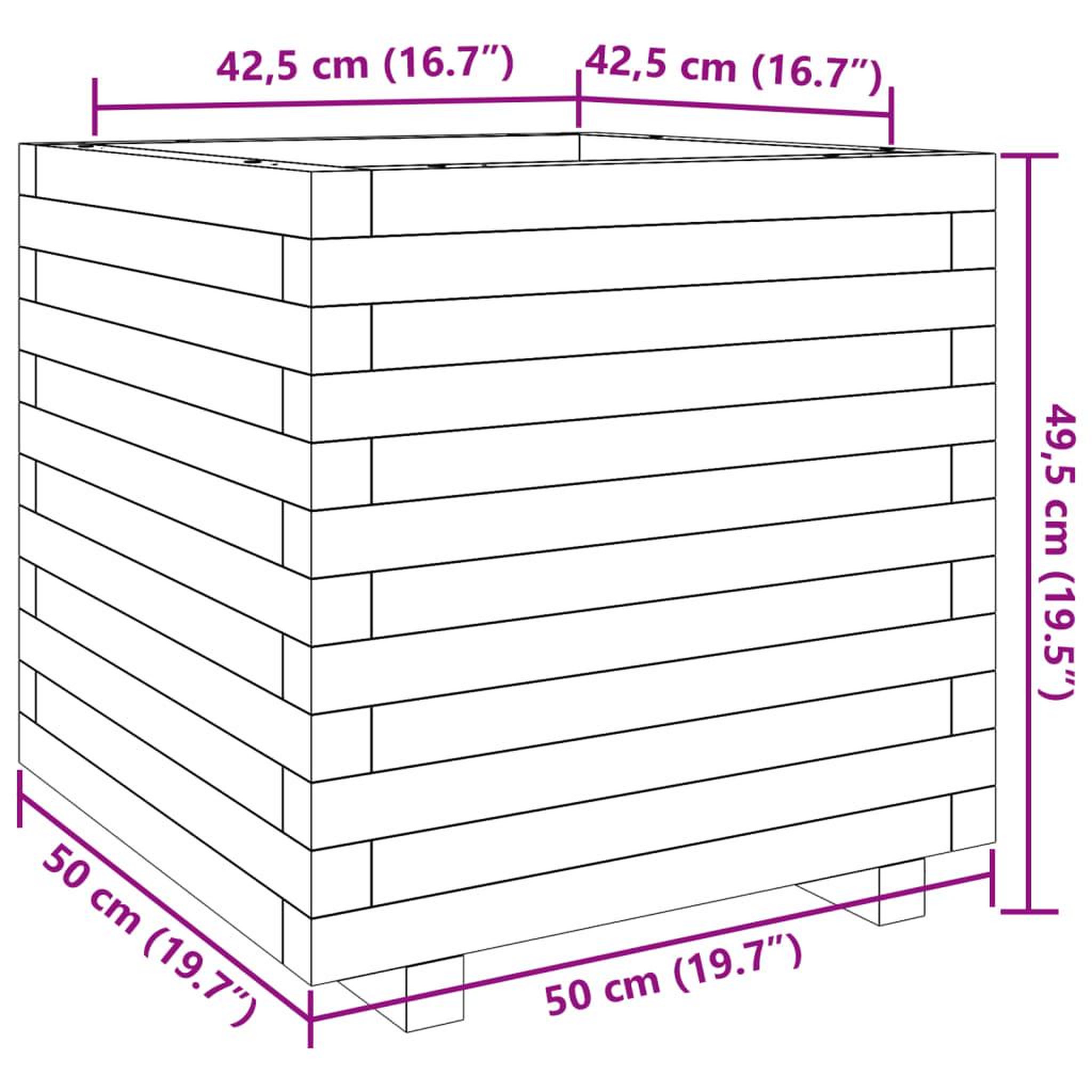 Voir la diapositive 6 : VIDAXL Jardiniere cire marron 50x50x49,5 cm bois de pin massif