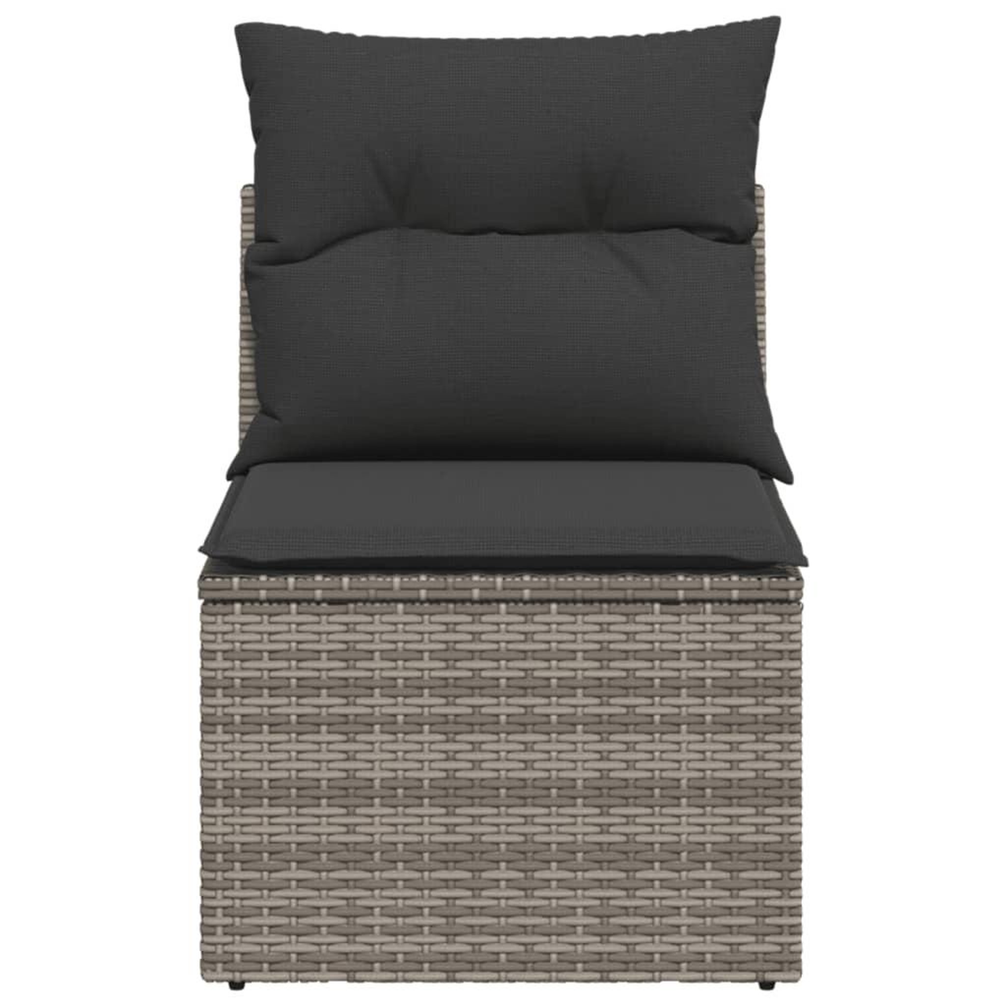 Voir la diapositive 4 : VIDAXL Chaise de jardin sans accoudoirs avec coussins gris poly rotin