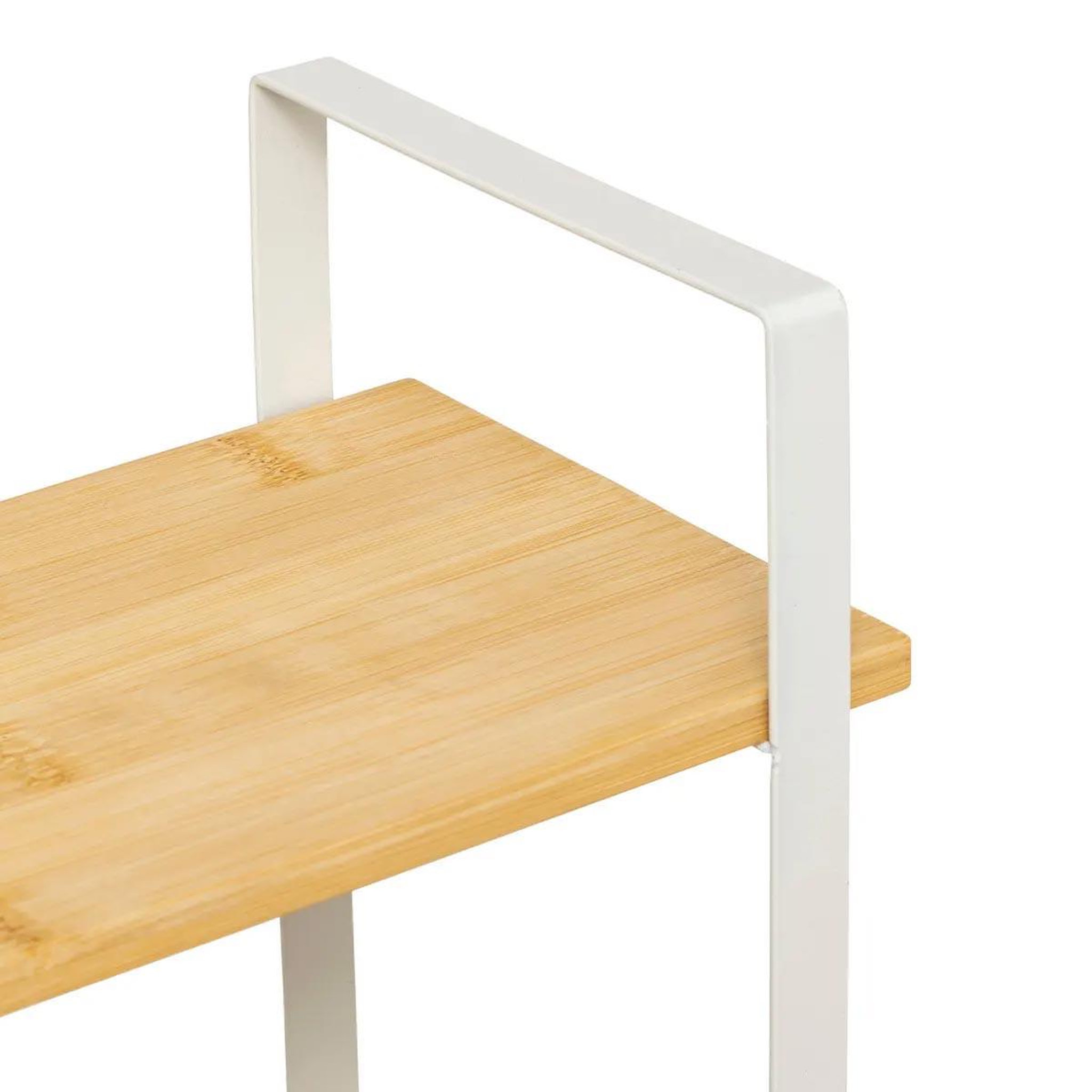 Voir la diapositive 2 : FIVE Étagère 2 niveaux en bambou  ordera  30cm naturel & blanc