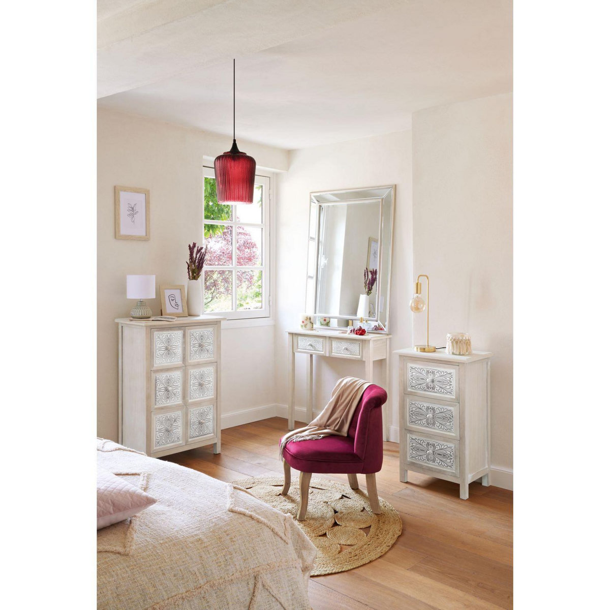 ATMOSPHERA Tapis ajouré en jute Esra grand modèle Diam. 120cm - Beige