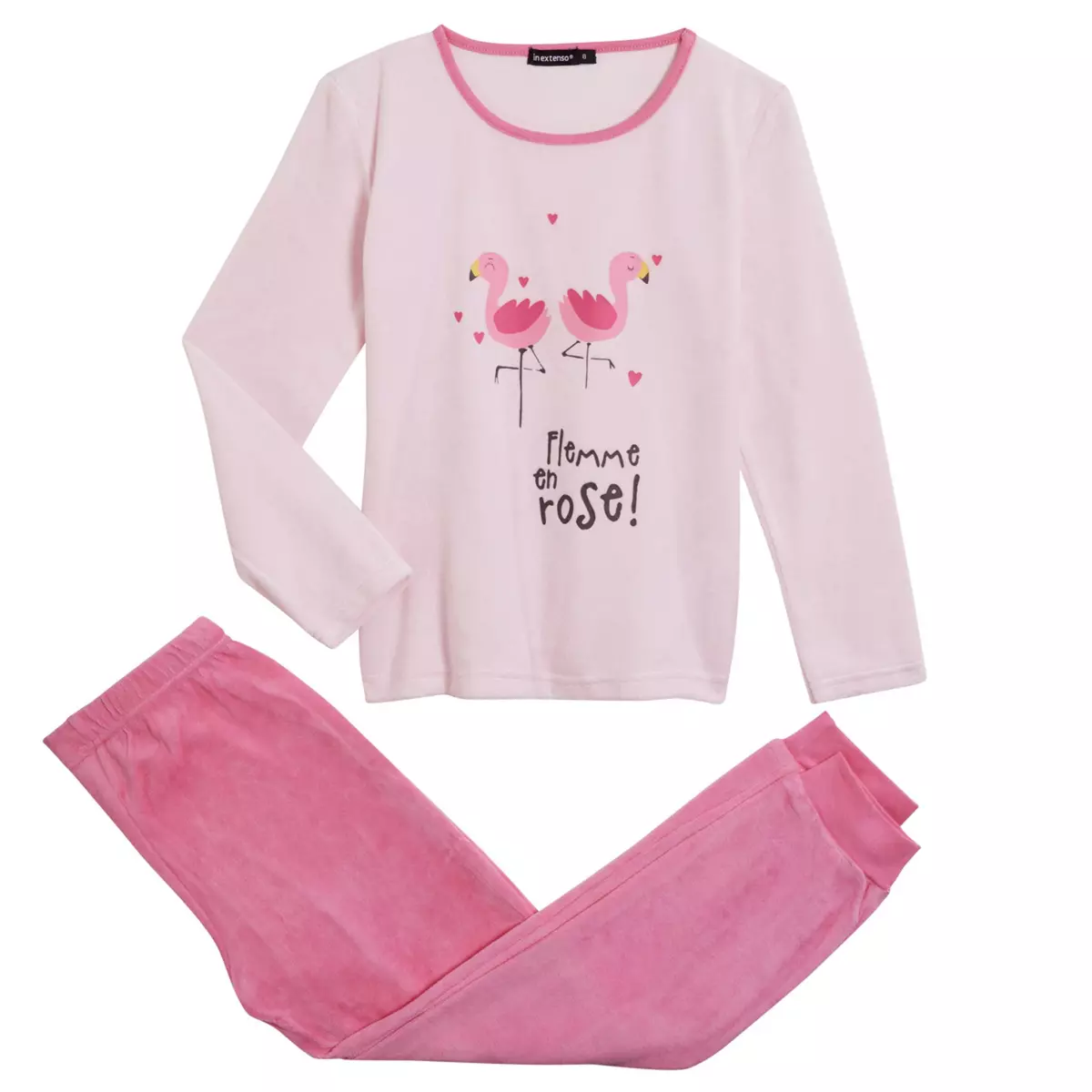 IN EXTENSO Pyjama velours flamant rose fille