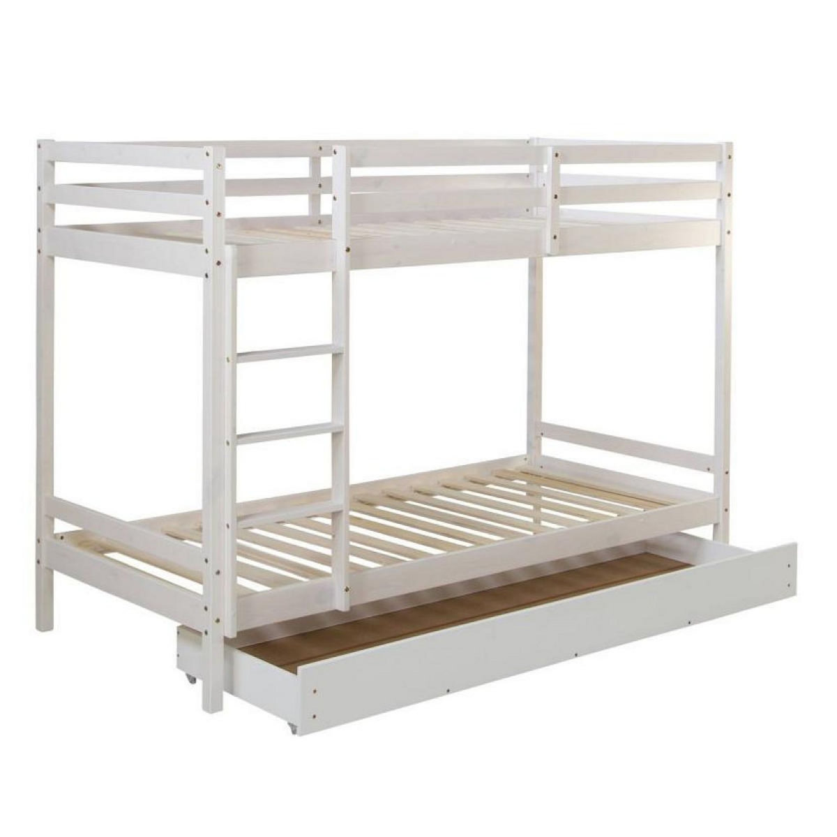 HomeStyle4U Lit blanc superposé avec matelas et tiroir 90x200