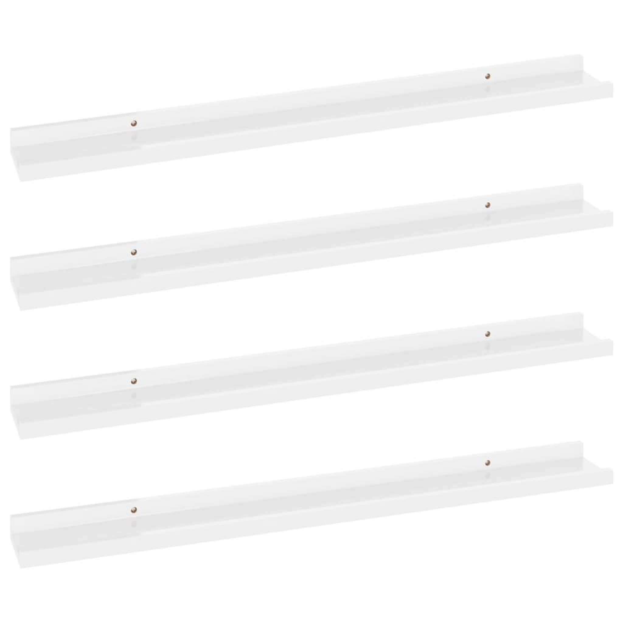 Voir la diapositive 2 : VIDAXL Etageres murales 4 pcs Blanc brillant 80x9x3 cm