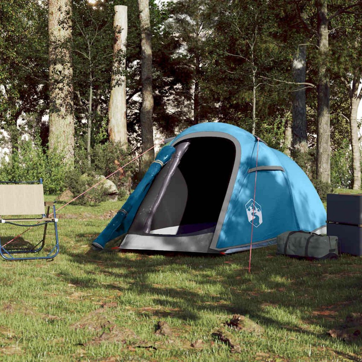 VIDAXL Tente de camping tunnel 2 personnes bleu impermeable