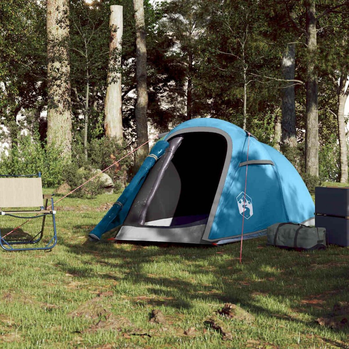 VIDAXL Tente de camping tunnel 2 personnes bleu impermeable