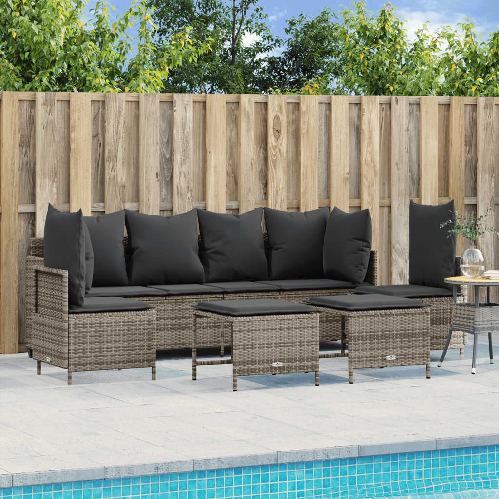 VIDAXL Salon de jardin 5 pcs avec coussins gris resine tressee